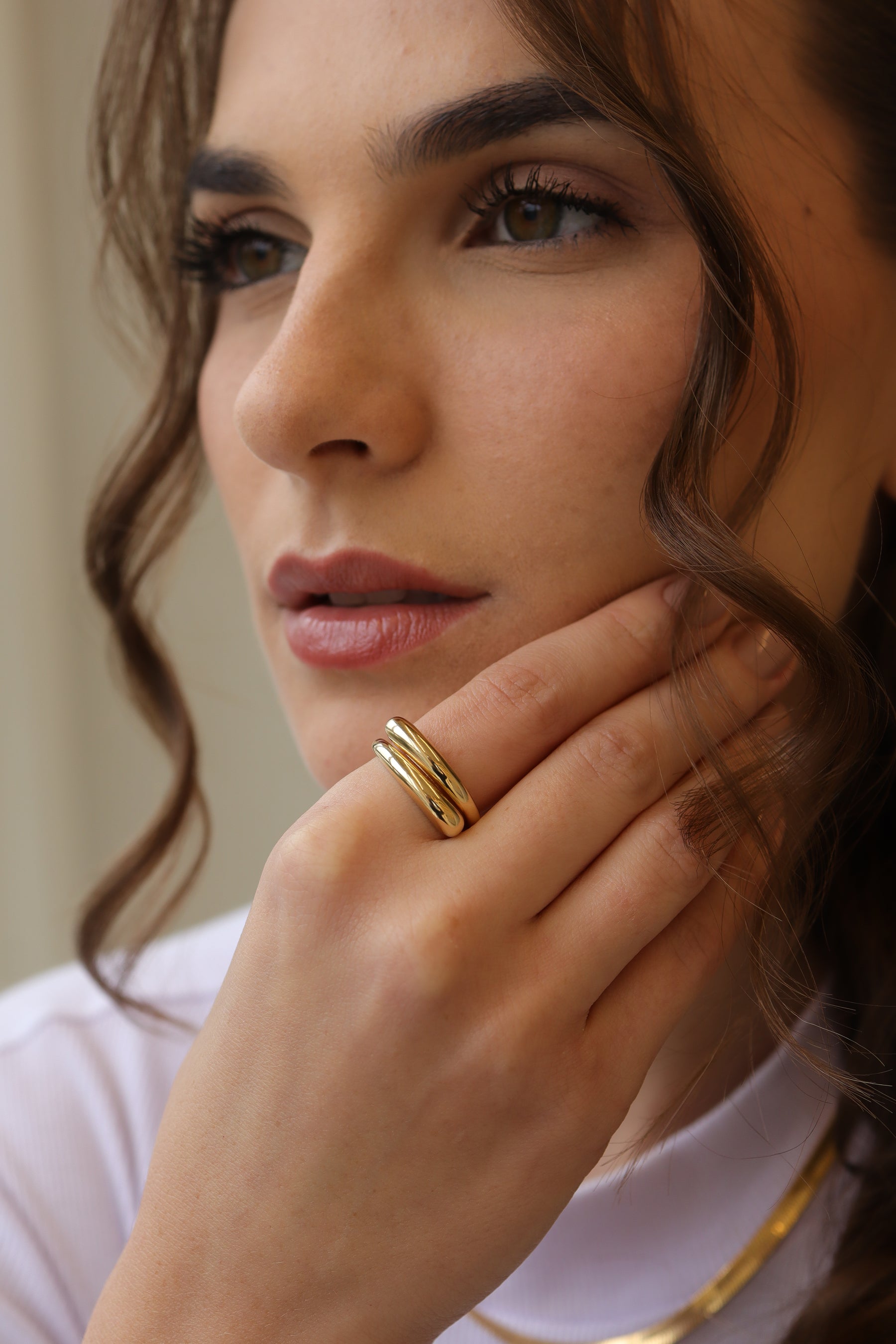 Anel Snake Liso Dourado