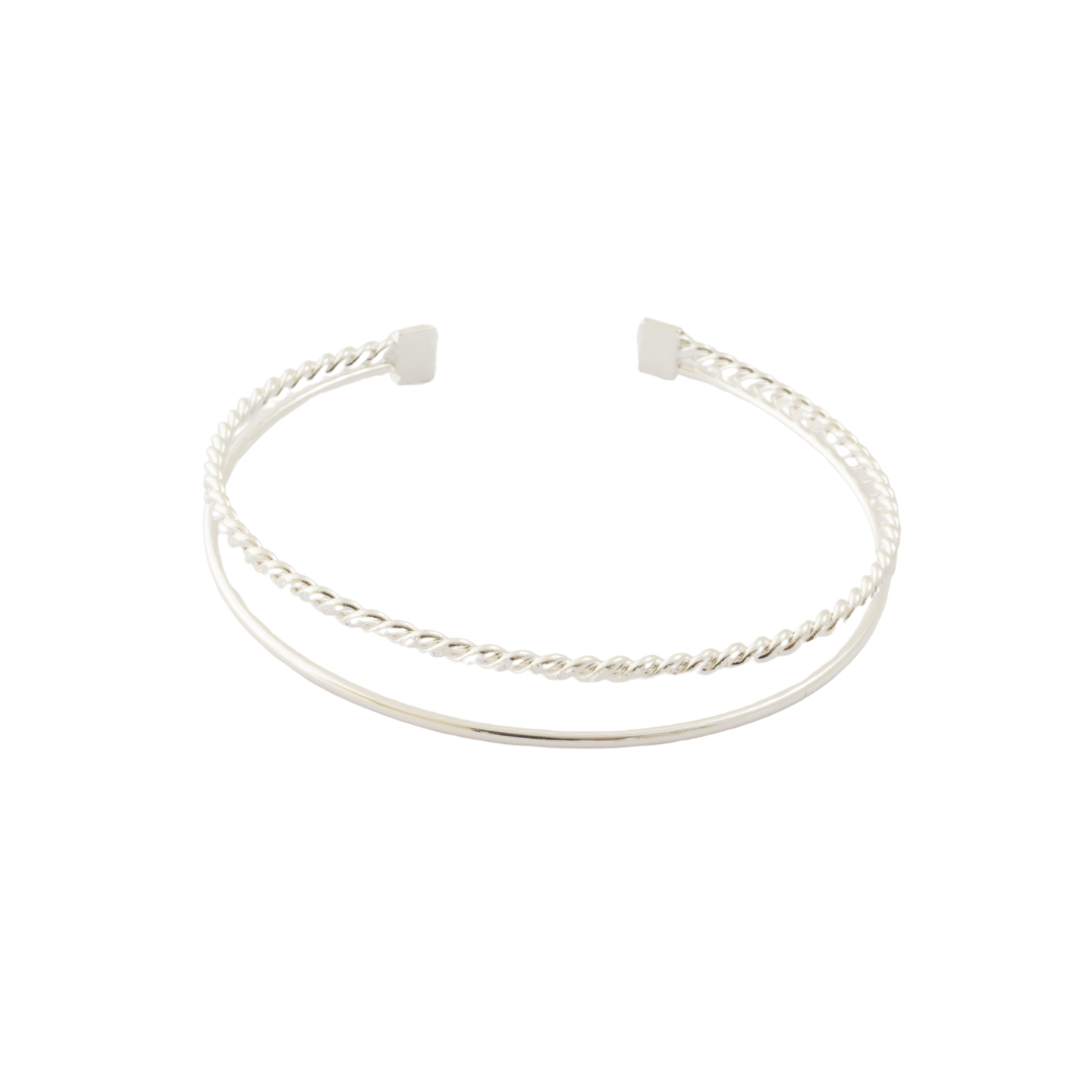 Bracelete Feminino Dois Filetes Elegante Prata