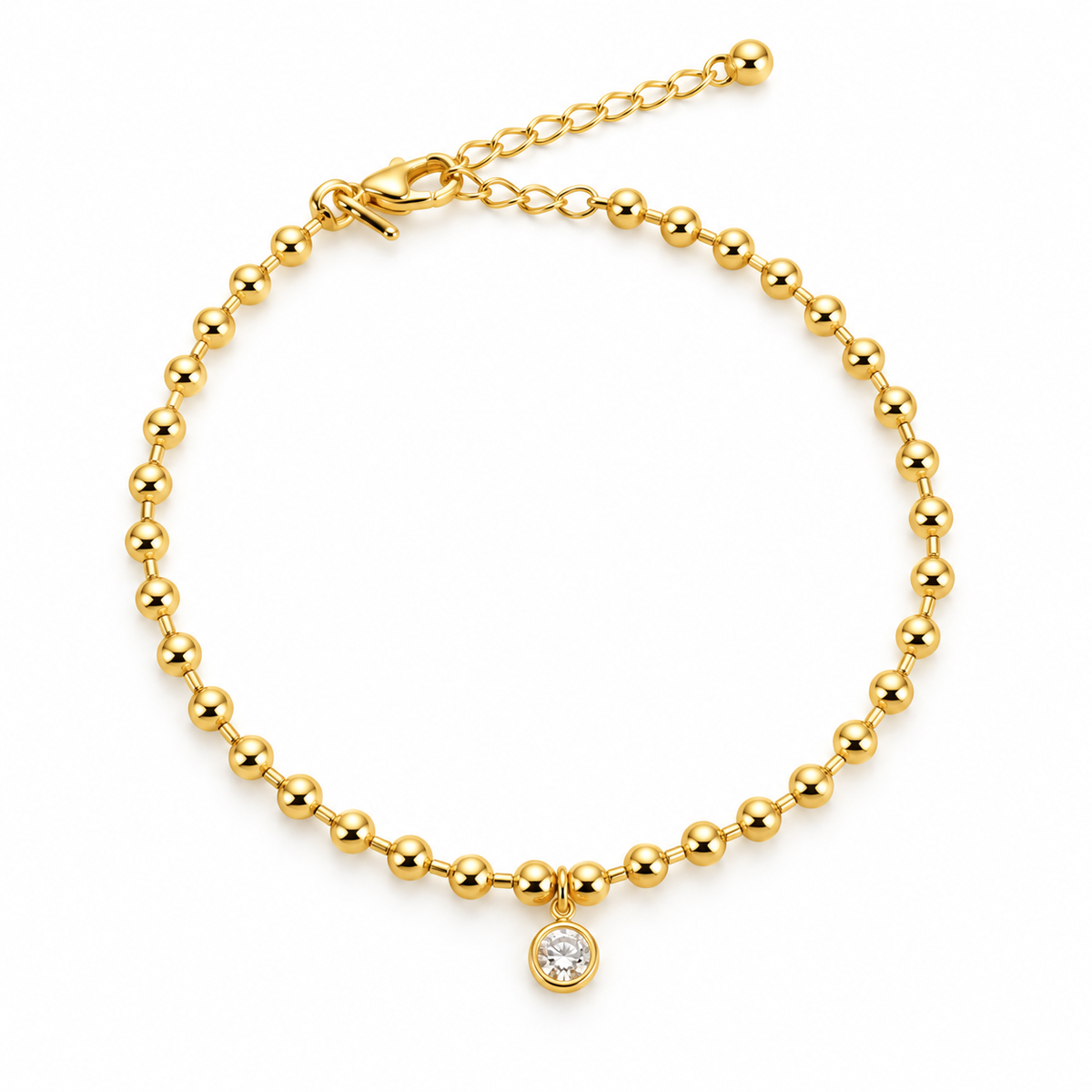 Pulseira Bolinha Pingente Zirconia