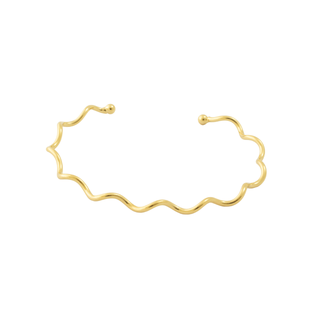 Bracelete Feminino Ondulado Minimalista Banhado a Ouro 18k