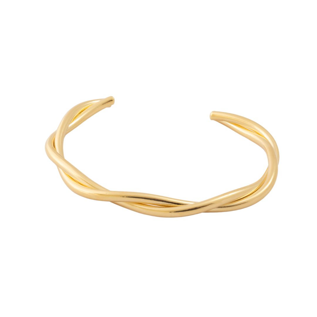 Bracelete Feminino Torcido Minimalista Banhado a Ouro 18k