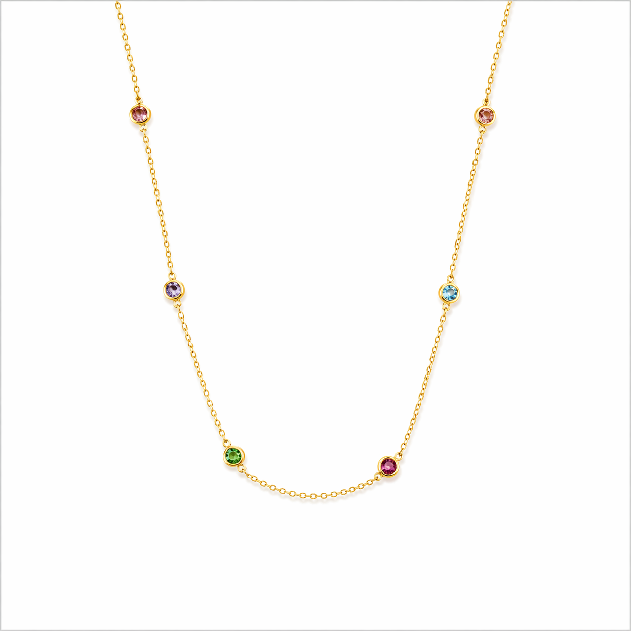 Colar Mini Zircônias Coloridas