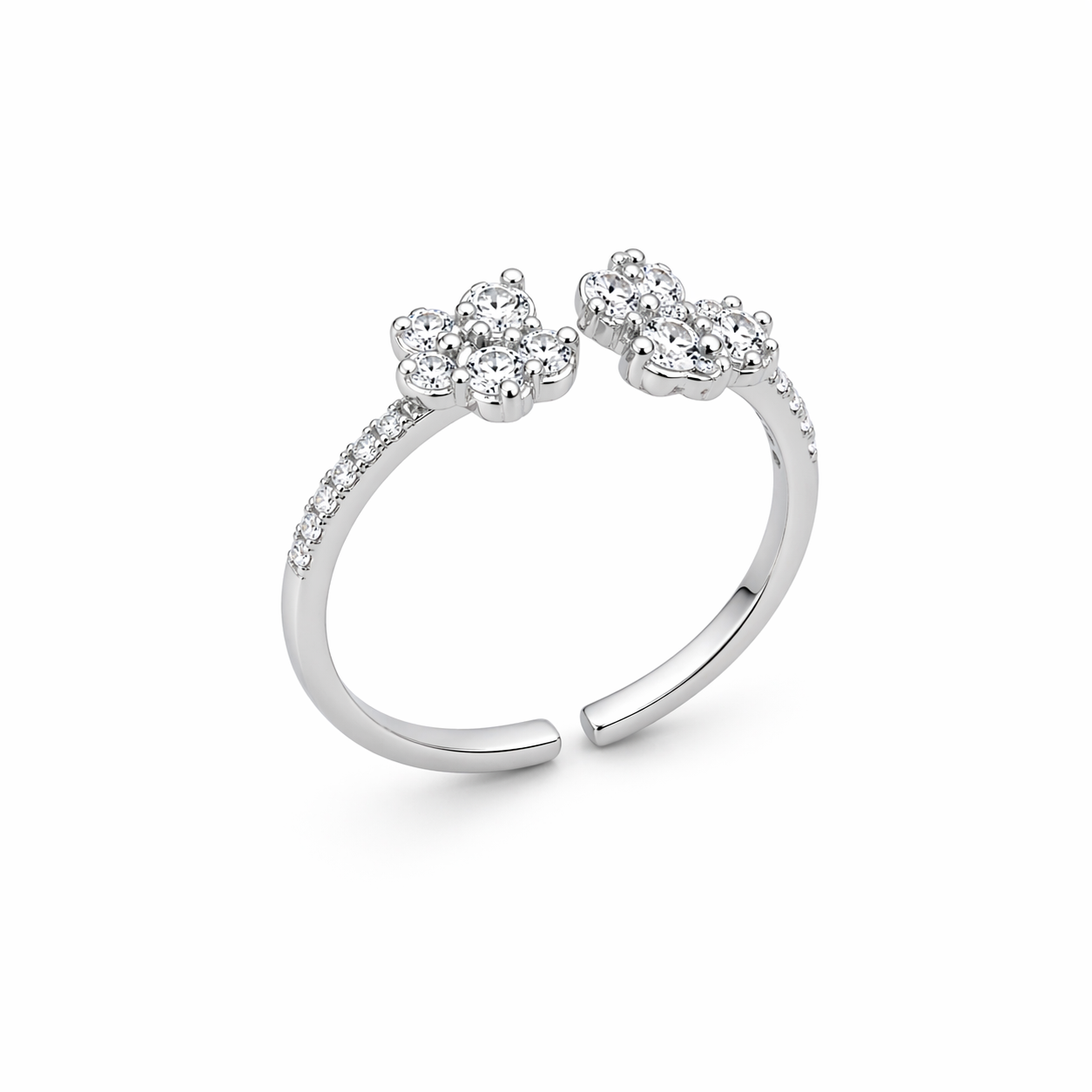 Anel Florzinha Regulável Prata