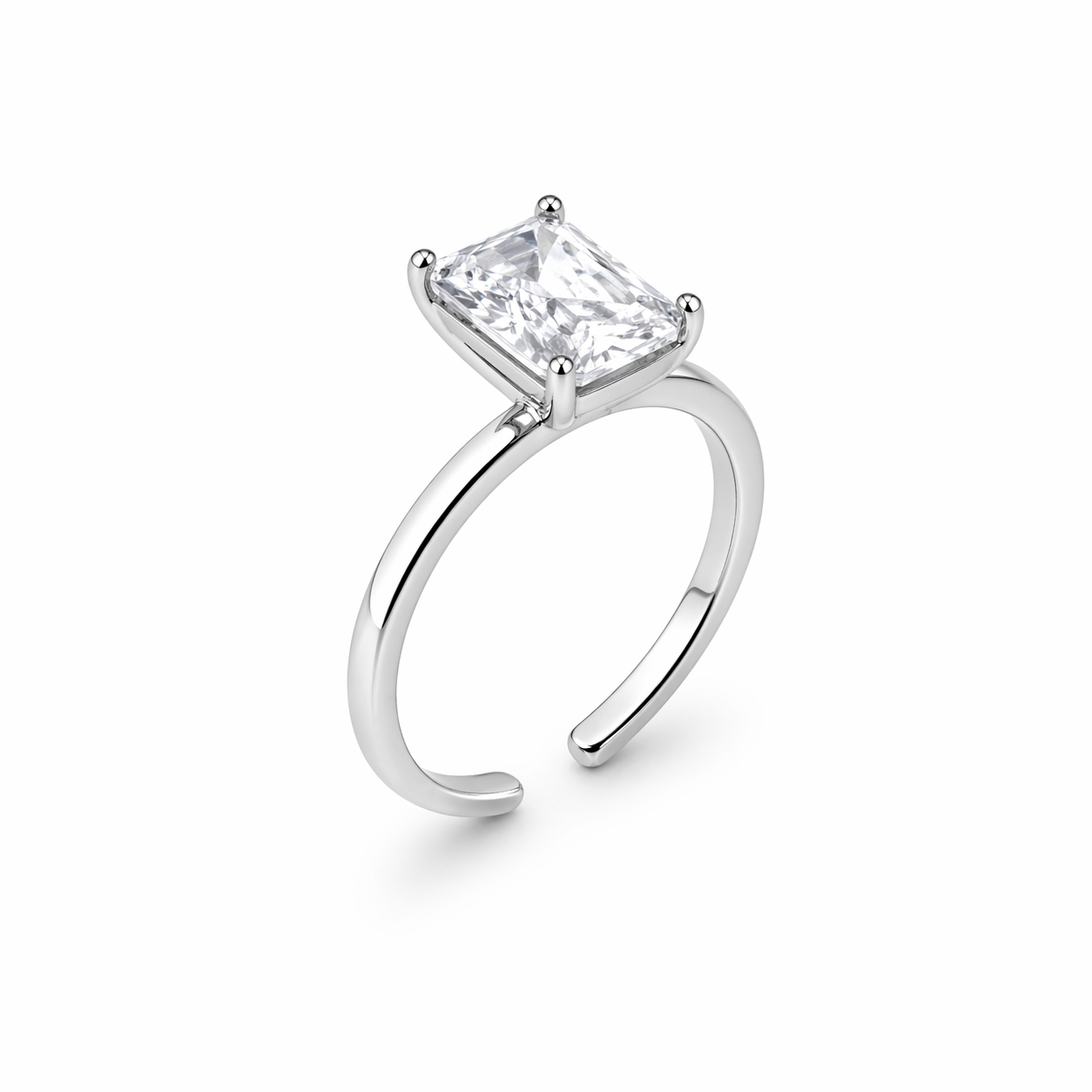 Anel Solitário Retangular Regulável