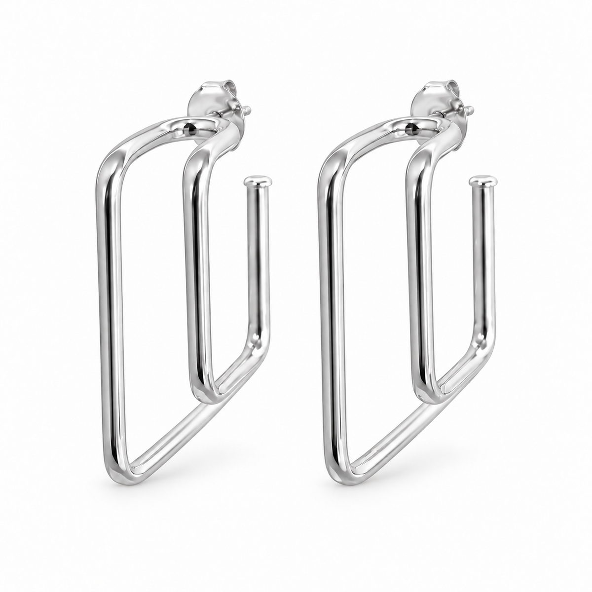 Brinco Argola Quadrada Dupla