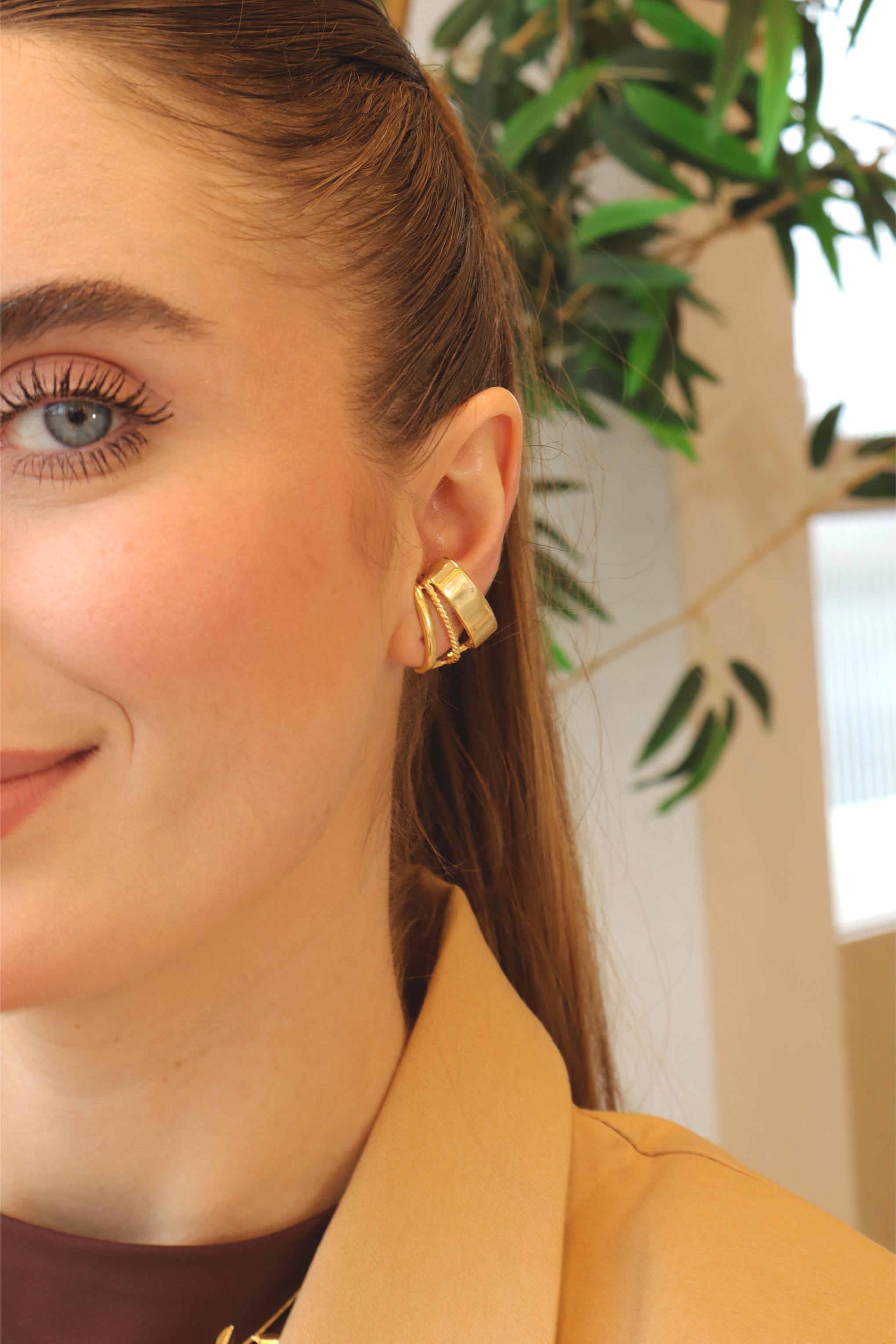 Brinco Earhook Três Aros Liso/Trabalhado