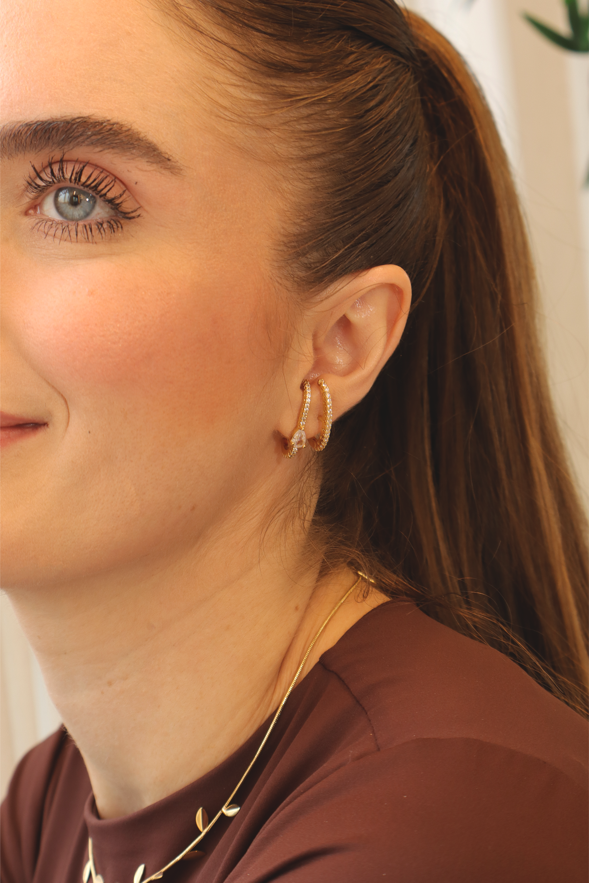 Brinco Earhook Cravejado Cristal