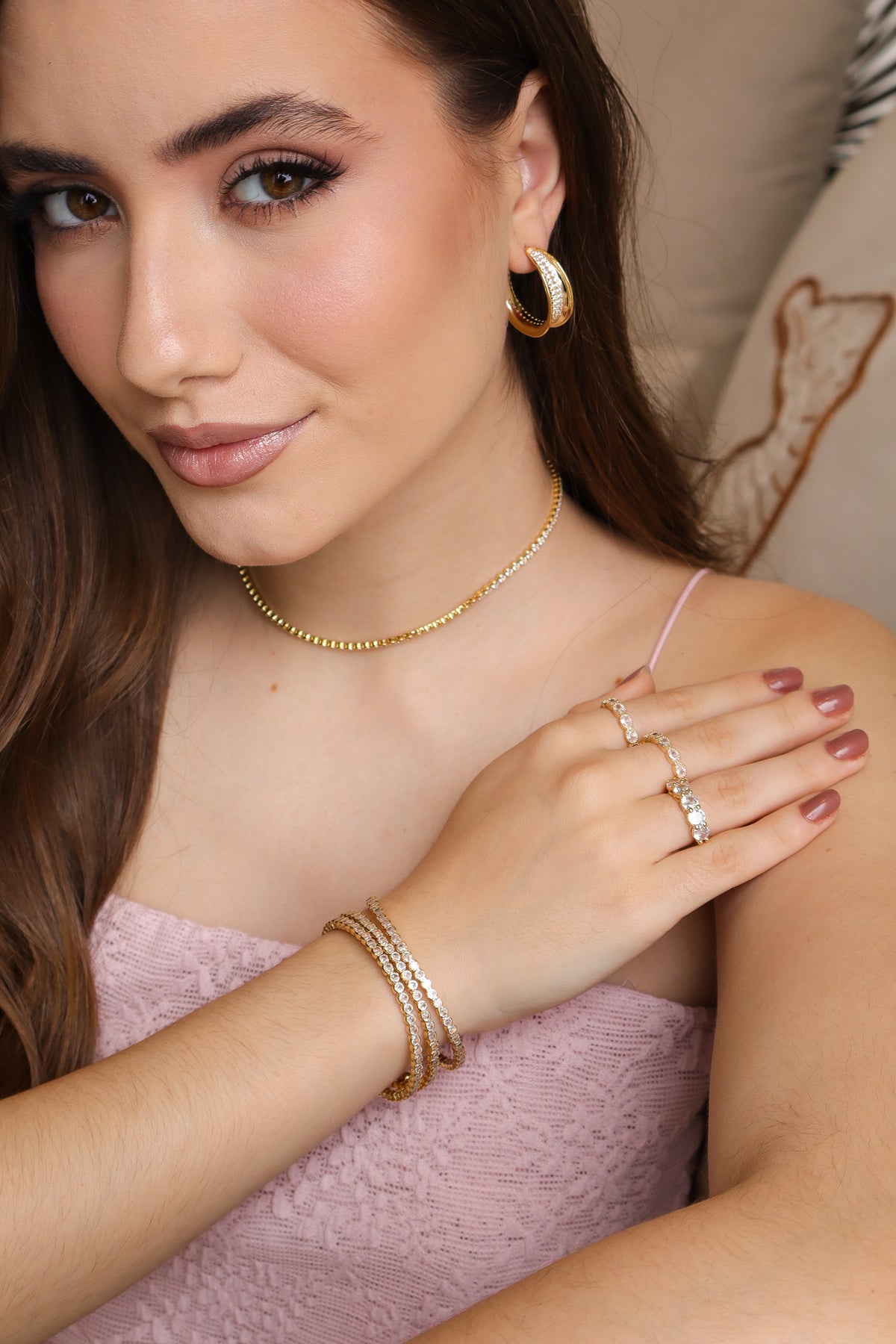 Bracelete Zirconias Redondas