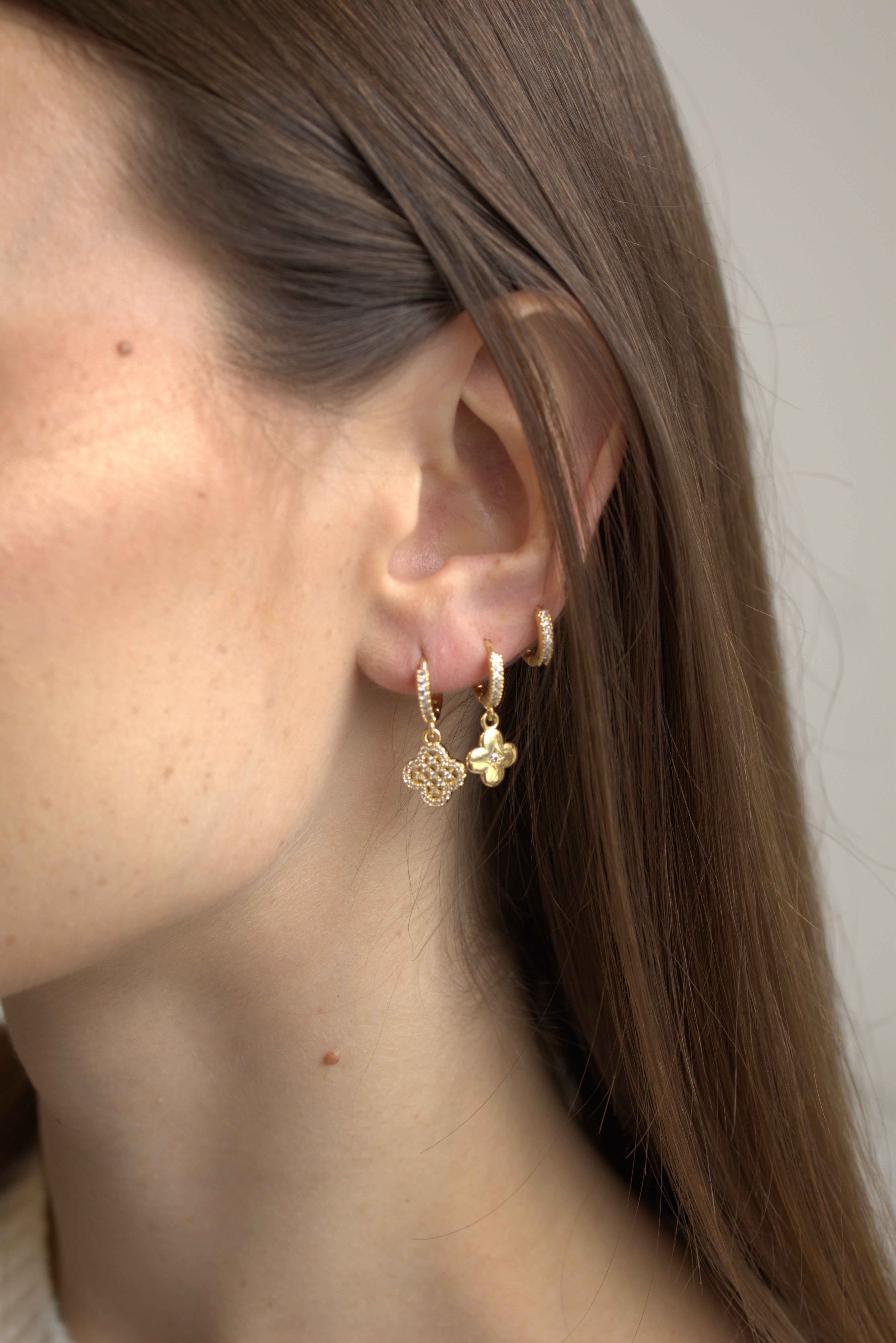 Brinco Trio Argolas Trevos Dourado