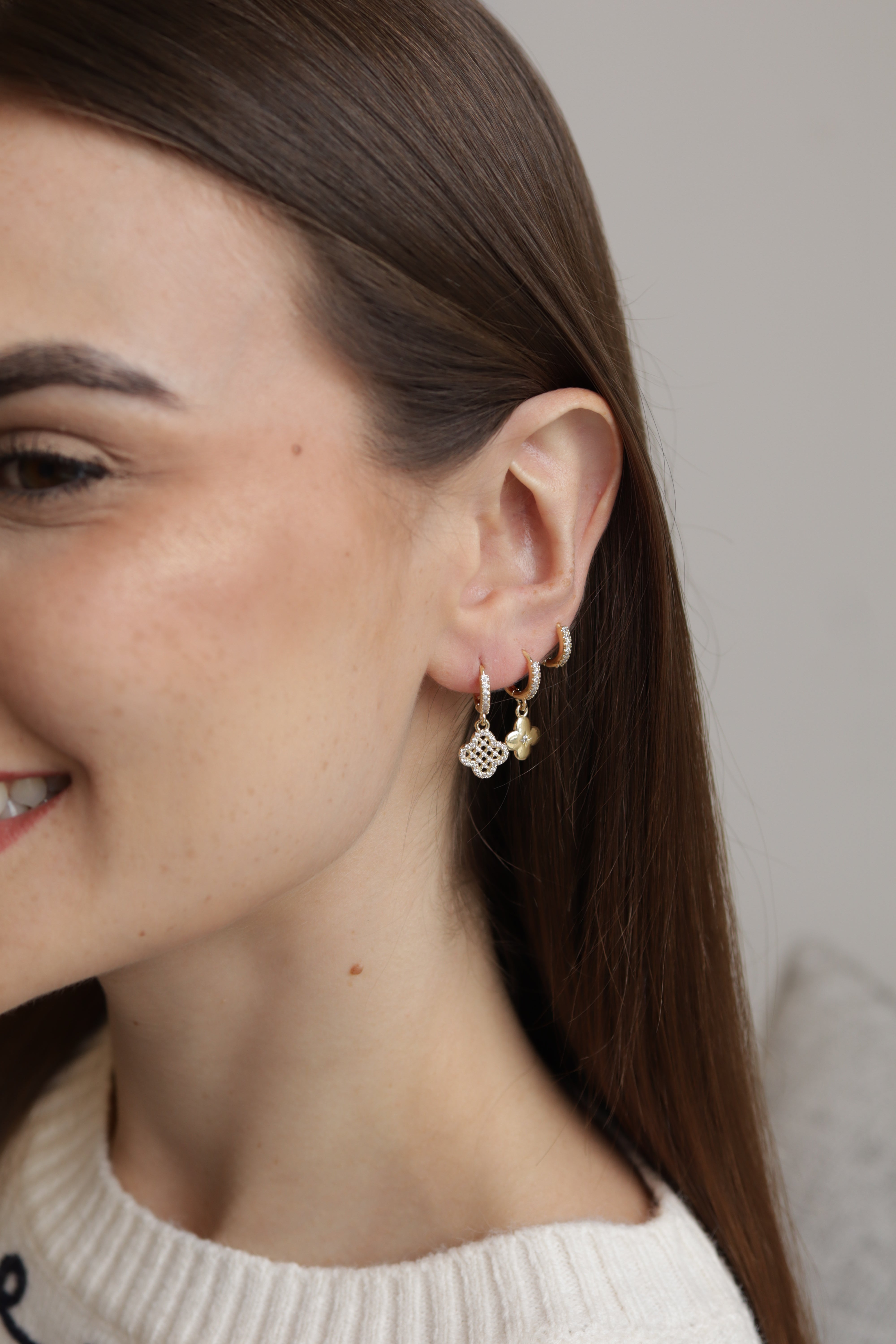 Brinco Trio Argolas Trevos Dourado