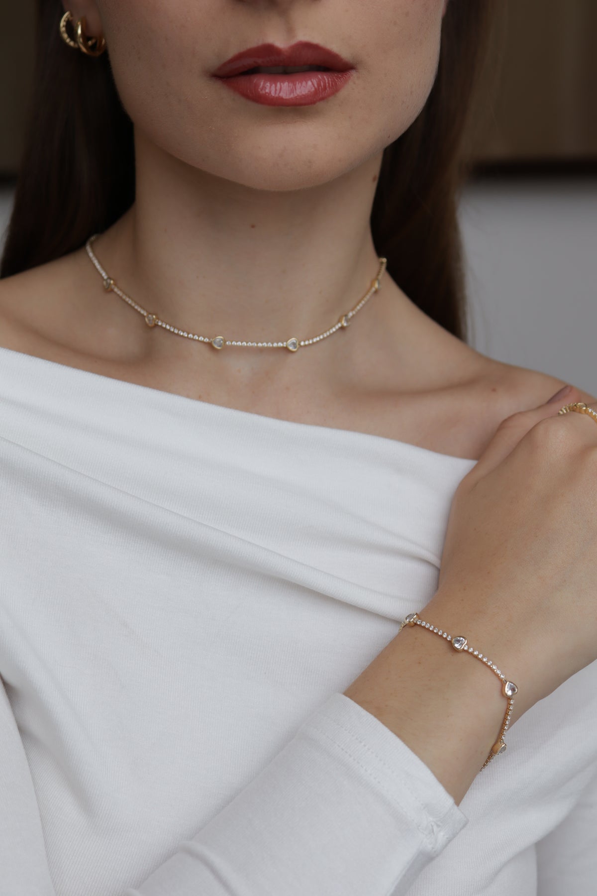 Pulseira Rivieira Coraçôes Dourado