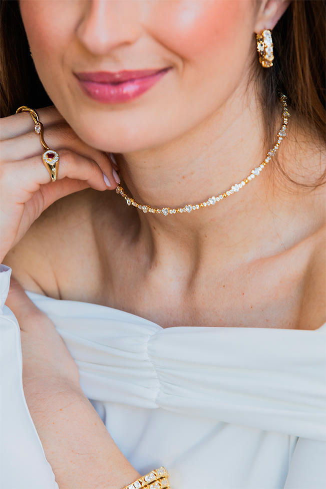 Choker Aro Corações Zircônia