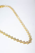 Colar Riviera Trevos Cravejado Dourado