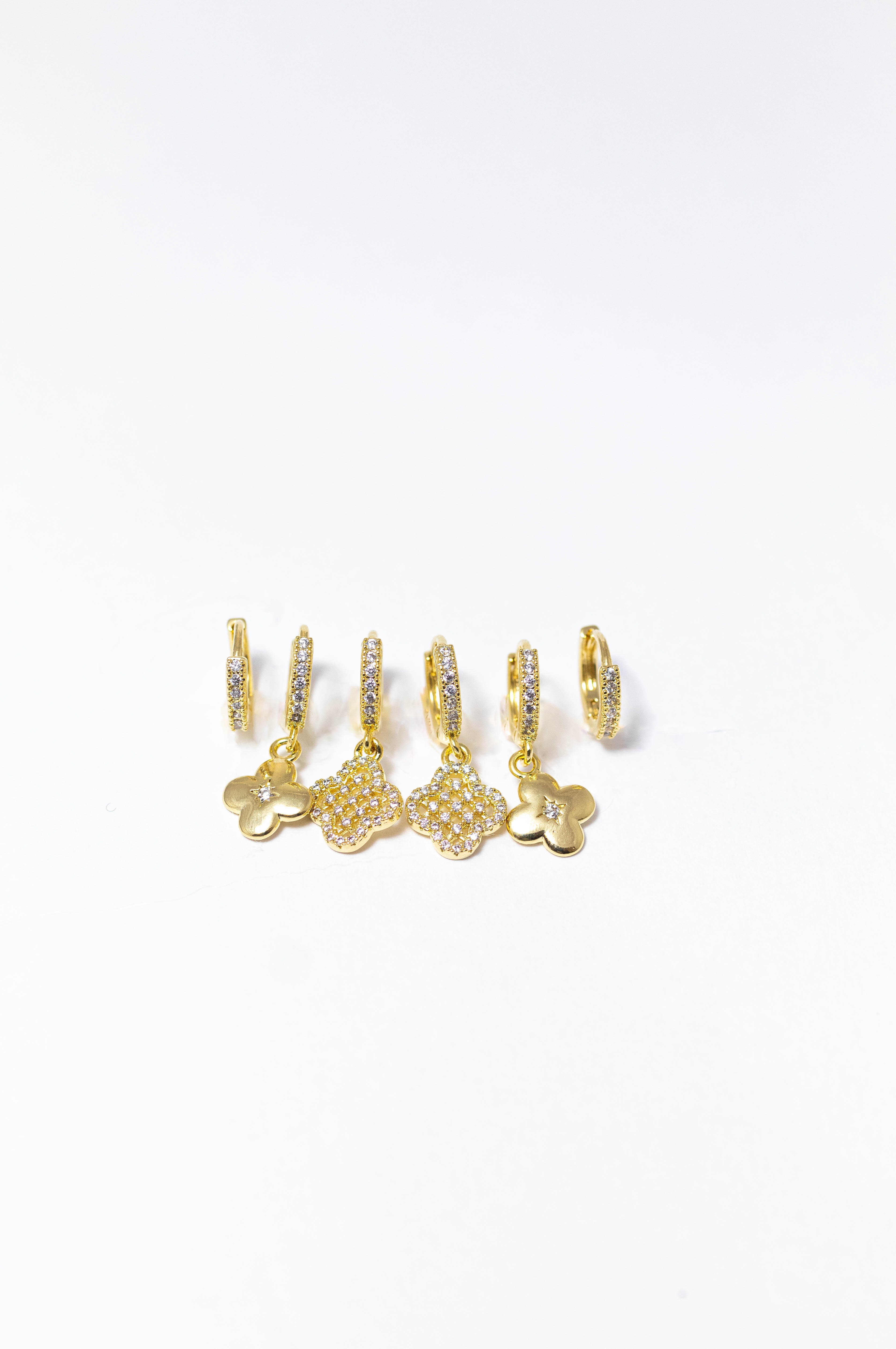 Brinco Trio Argolas Trevos Dourado