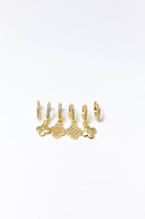 Brinco Trio Argolas Trevos Dourado