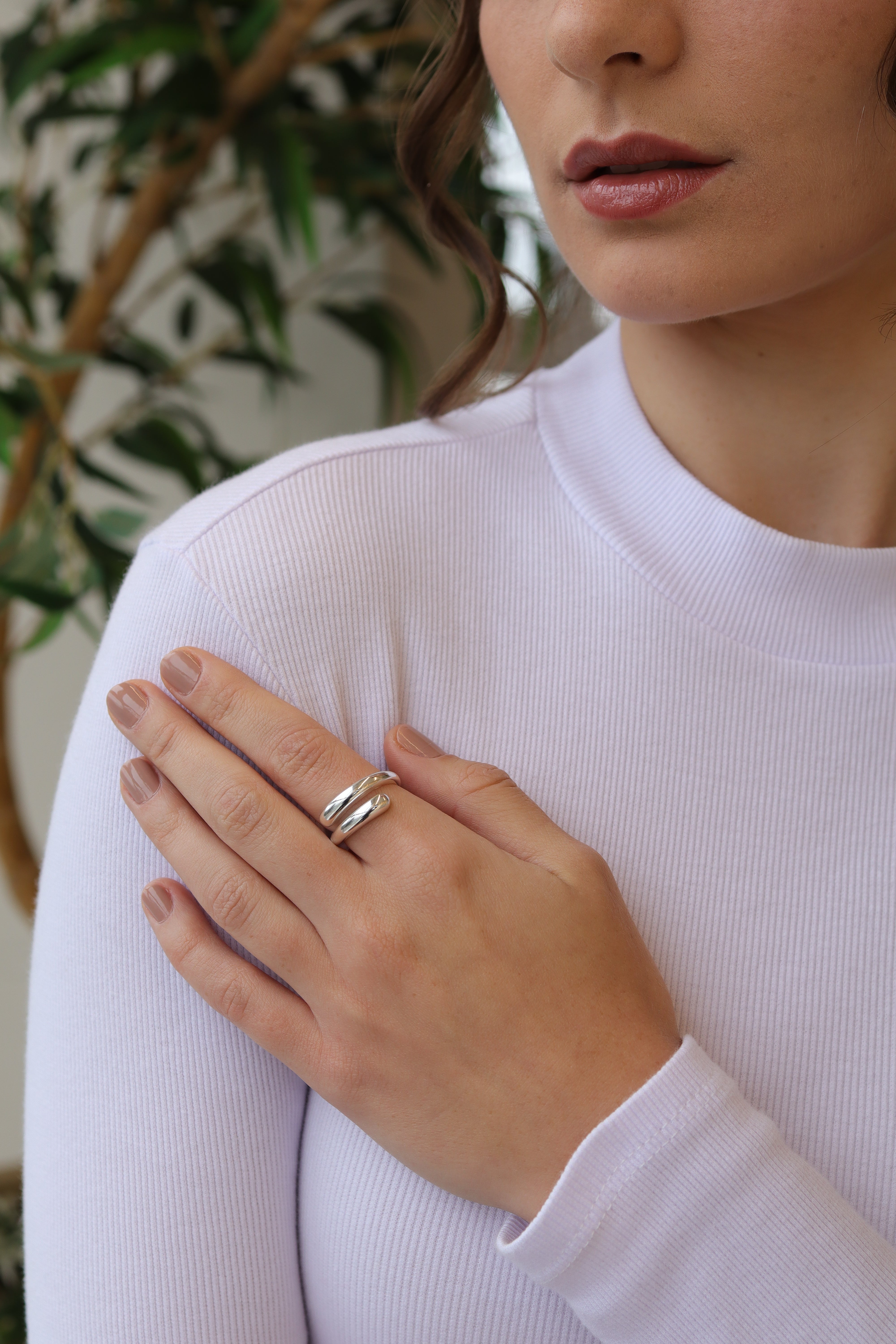 Anel Snake Liso Prata