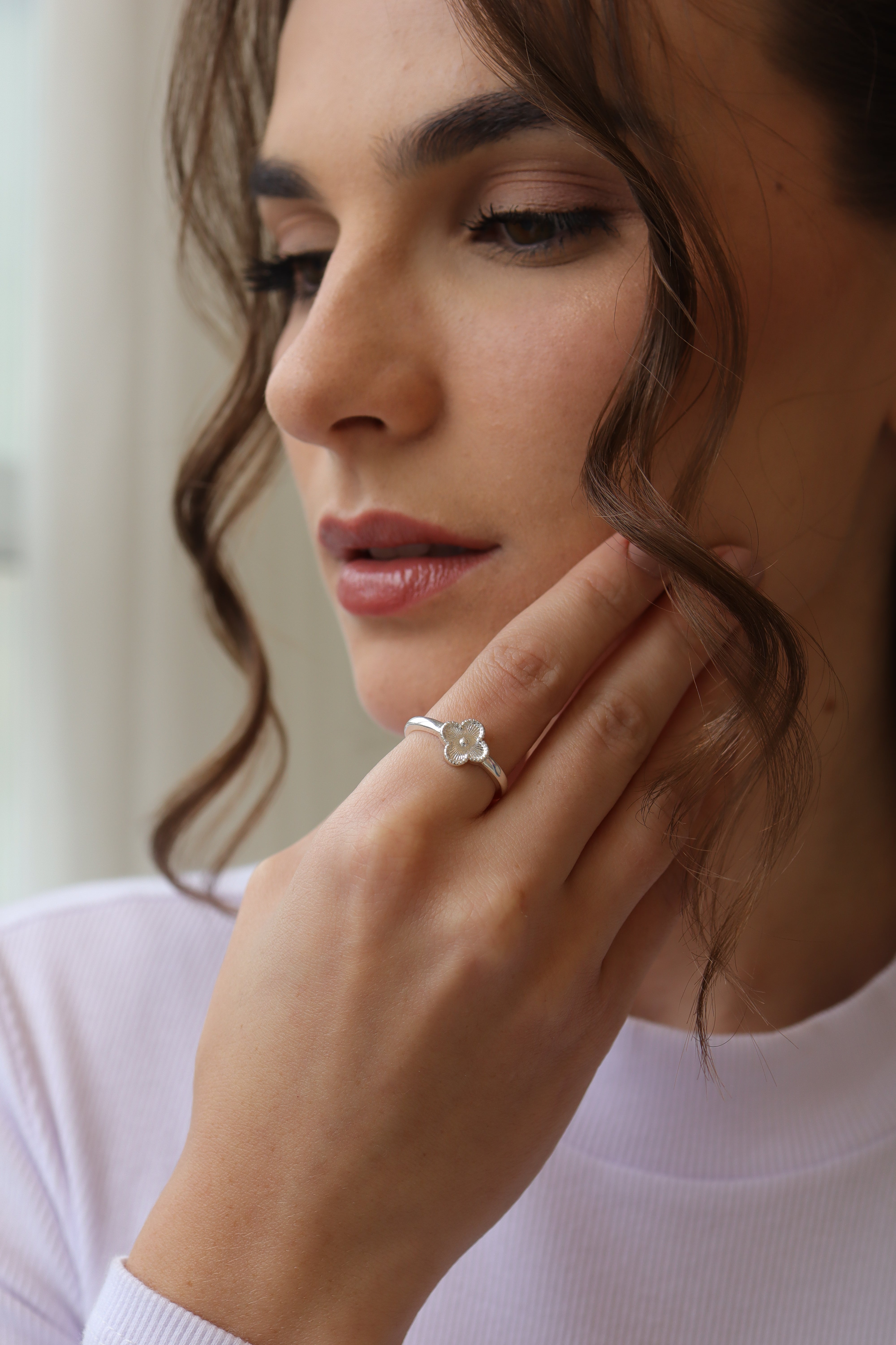 Anel Trevo Regulável Prata