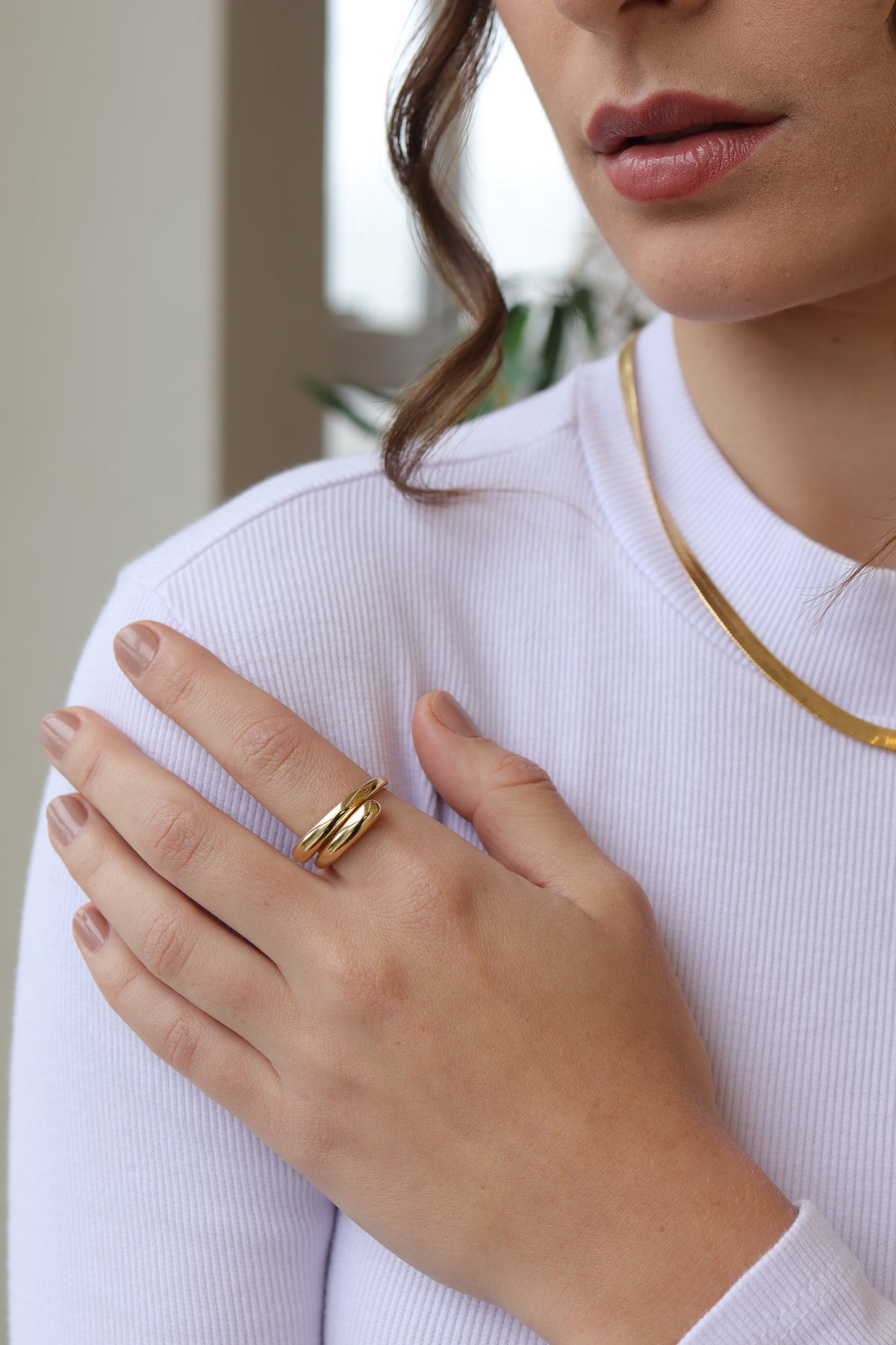 Anel Snake Liso Dourado