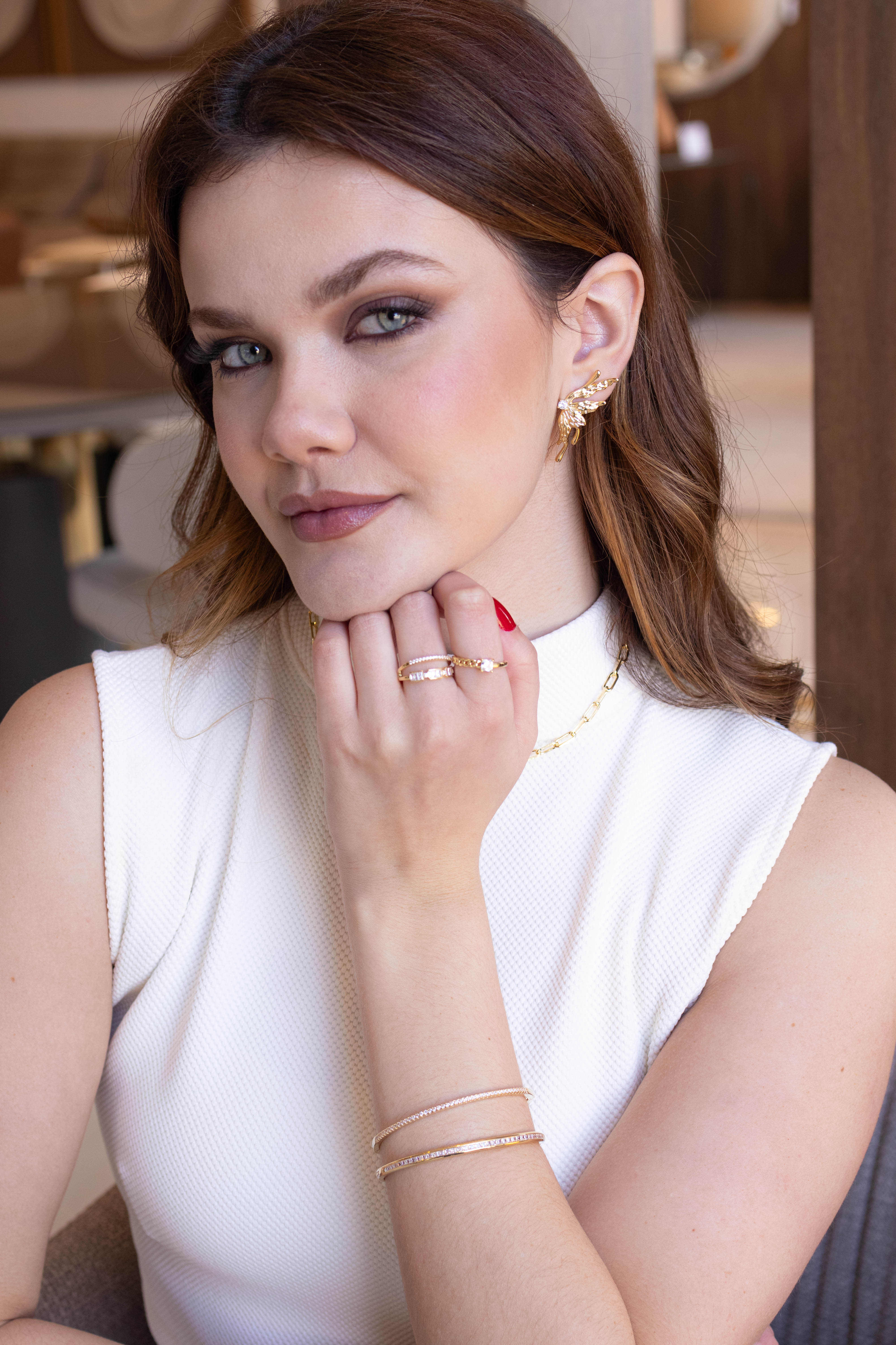 Anel Aro Duplo Zircônias