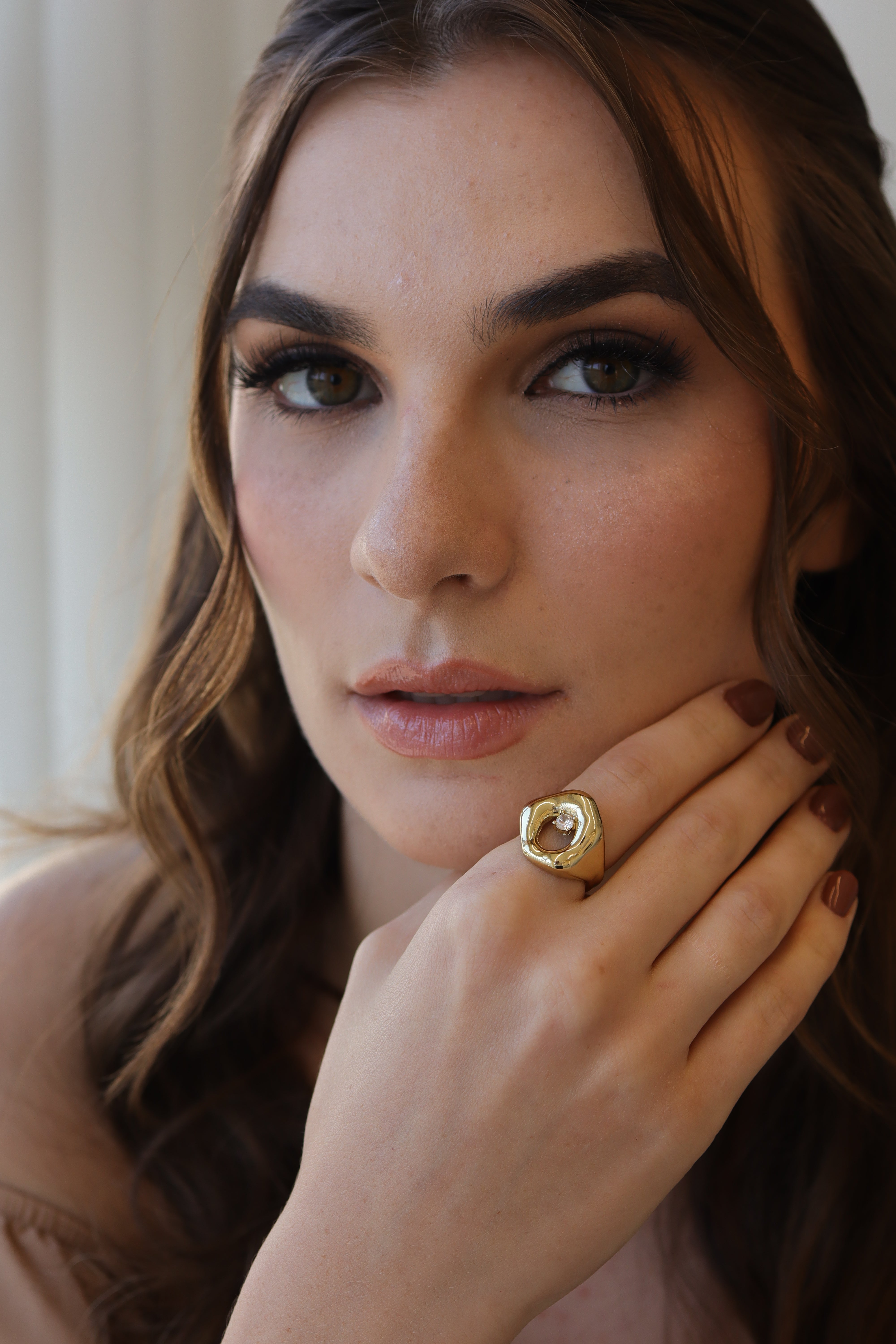 Anel Orgânico Regulável Dourado