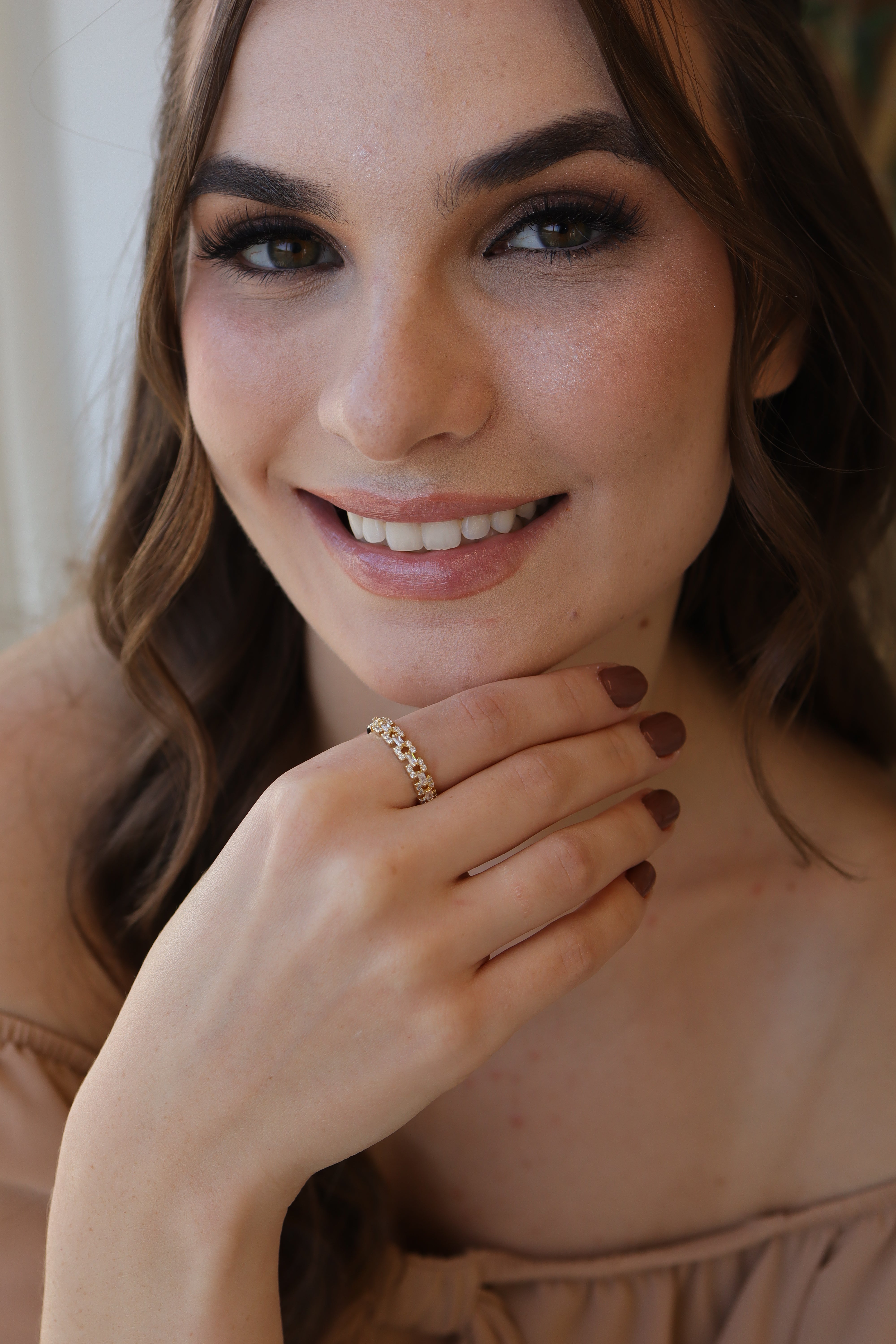 Anel Zircônias Quadradas