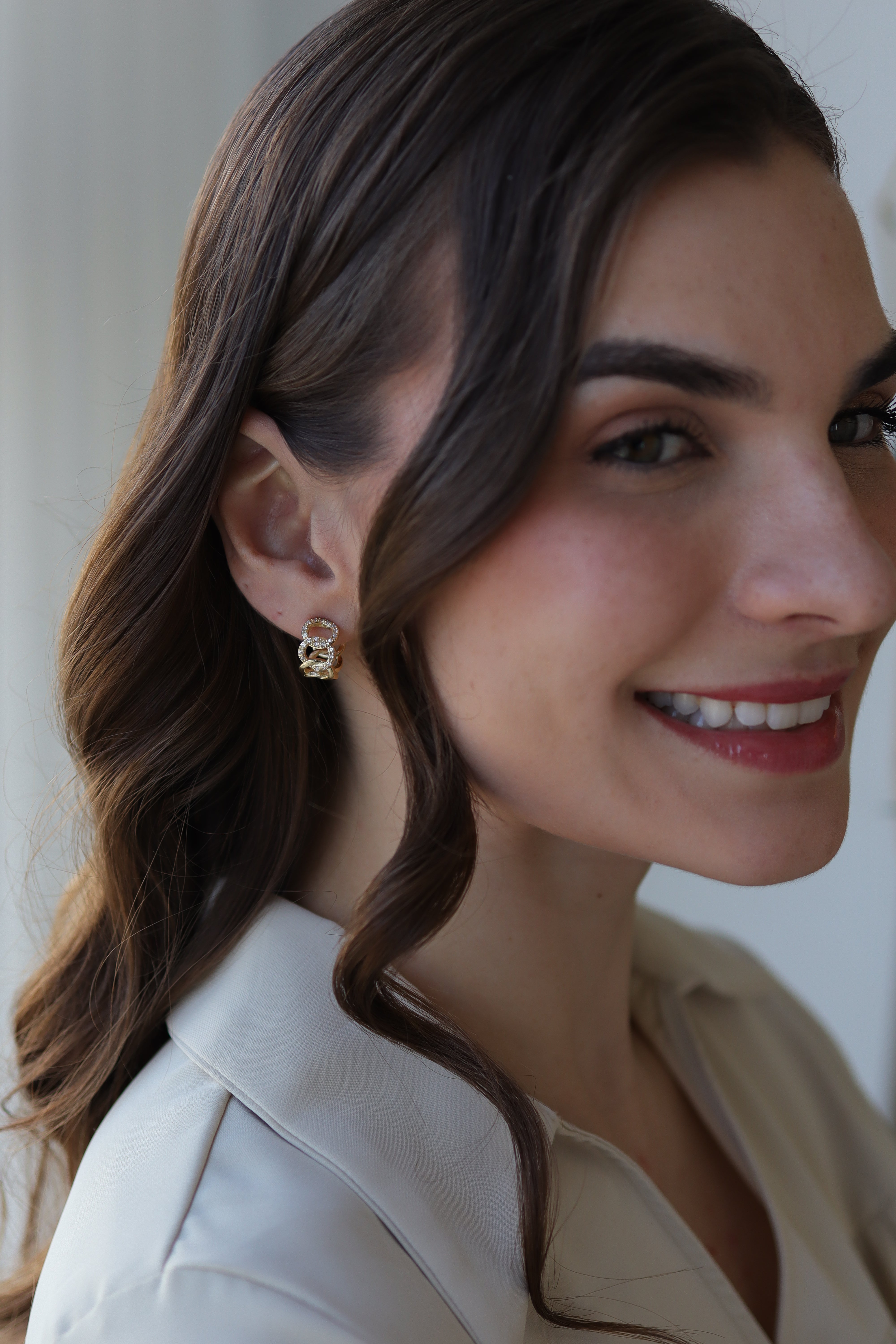 Brinco Argola Elos Cravejados