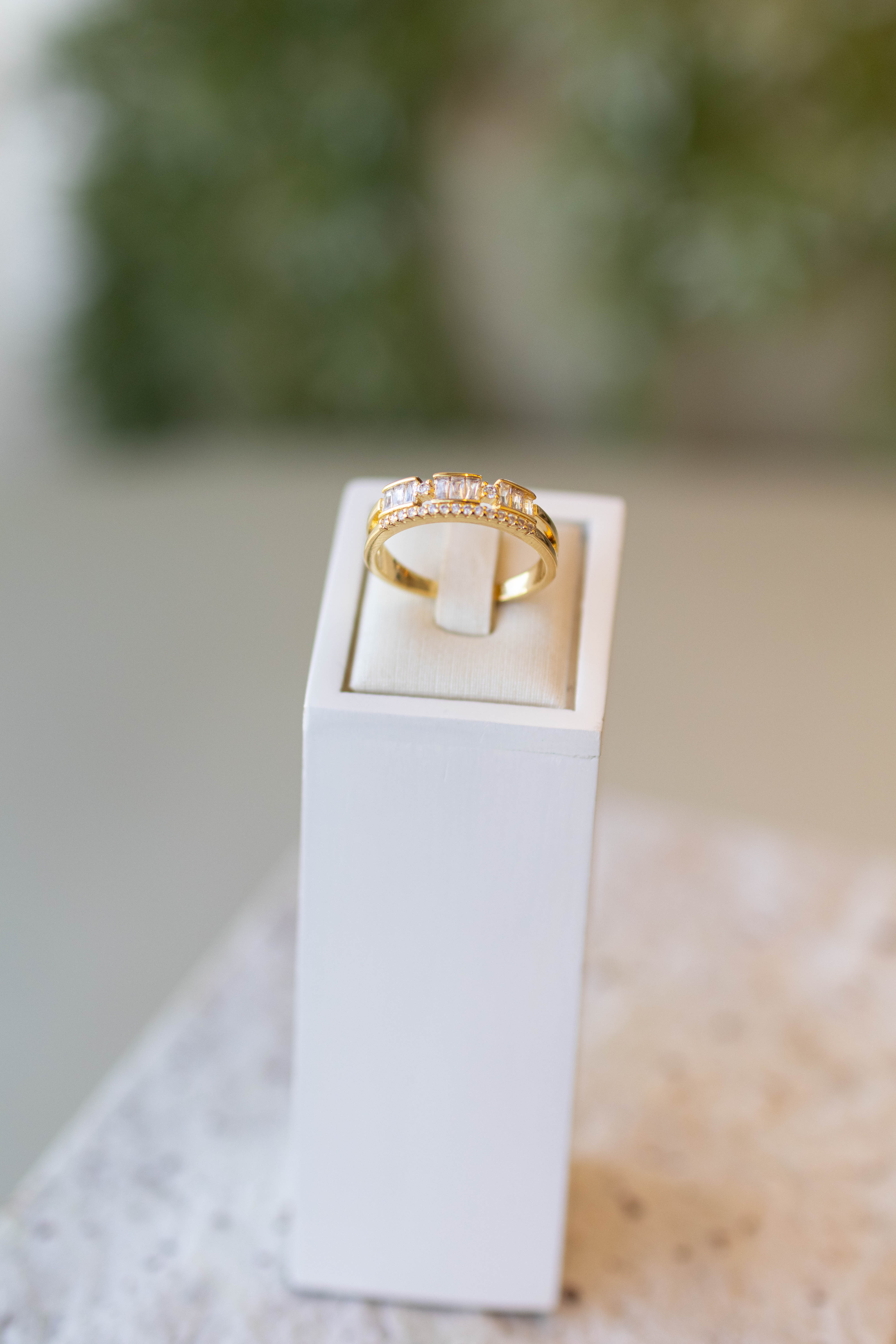 Anel Aro Duplo Zircônias