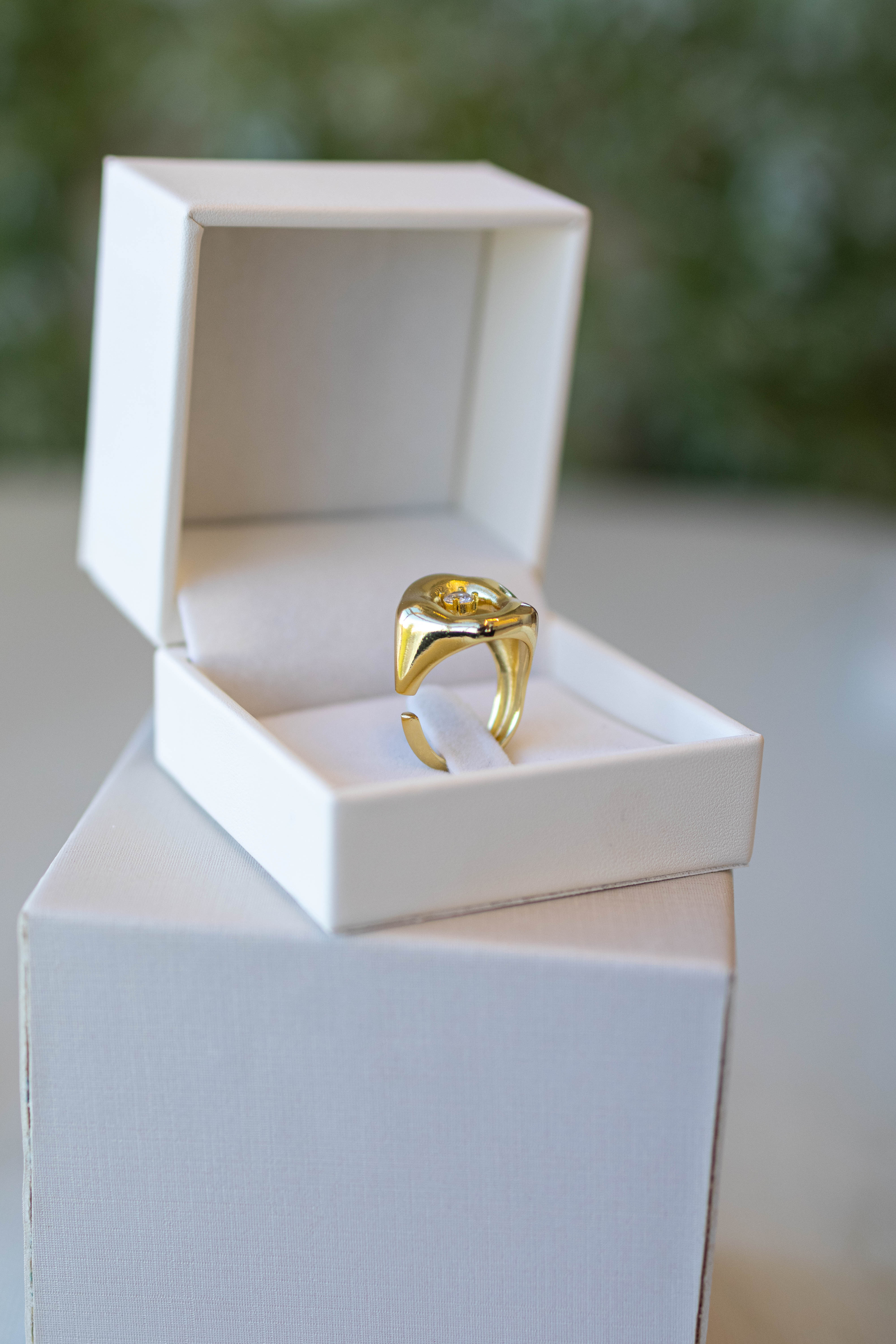 Anel Orgânico Regulável Dourado