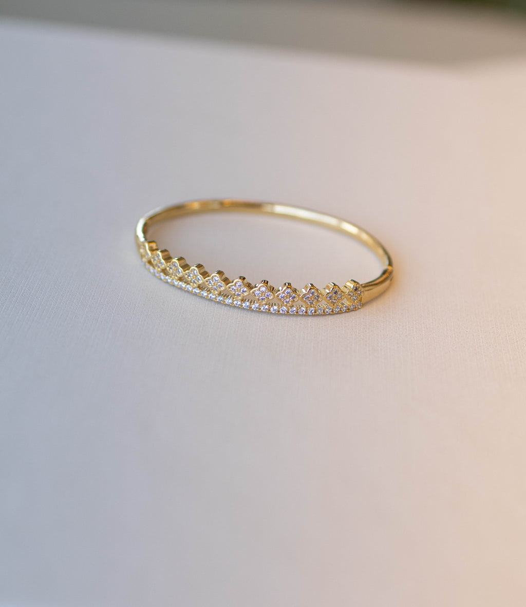 Bracelete Trevos Coroa Zircônia