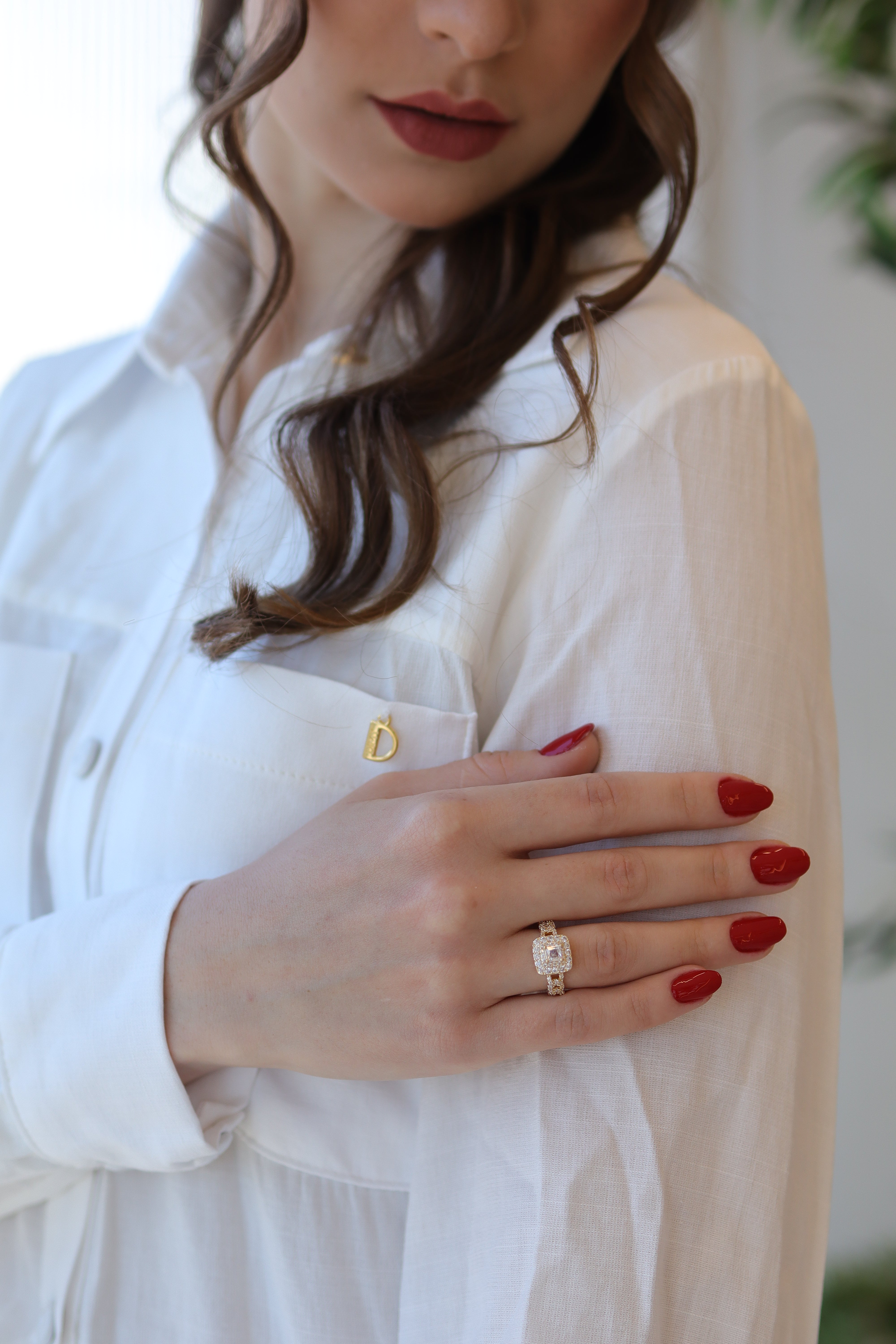 Anel Cravejado Quadrado