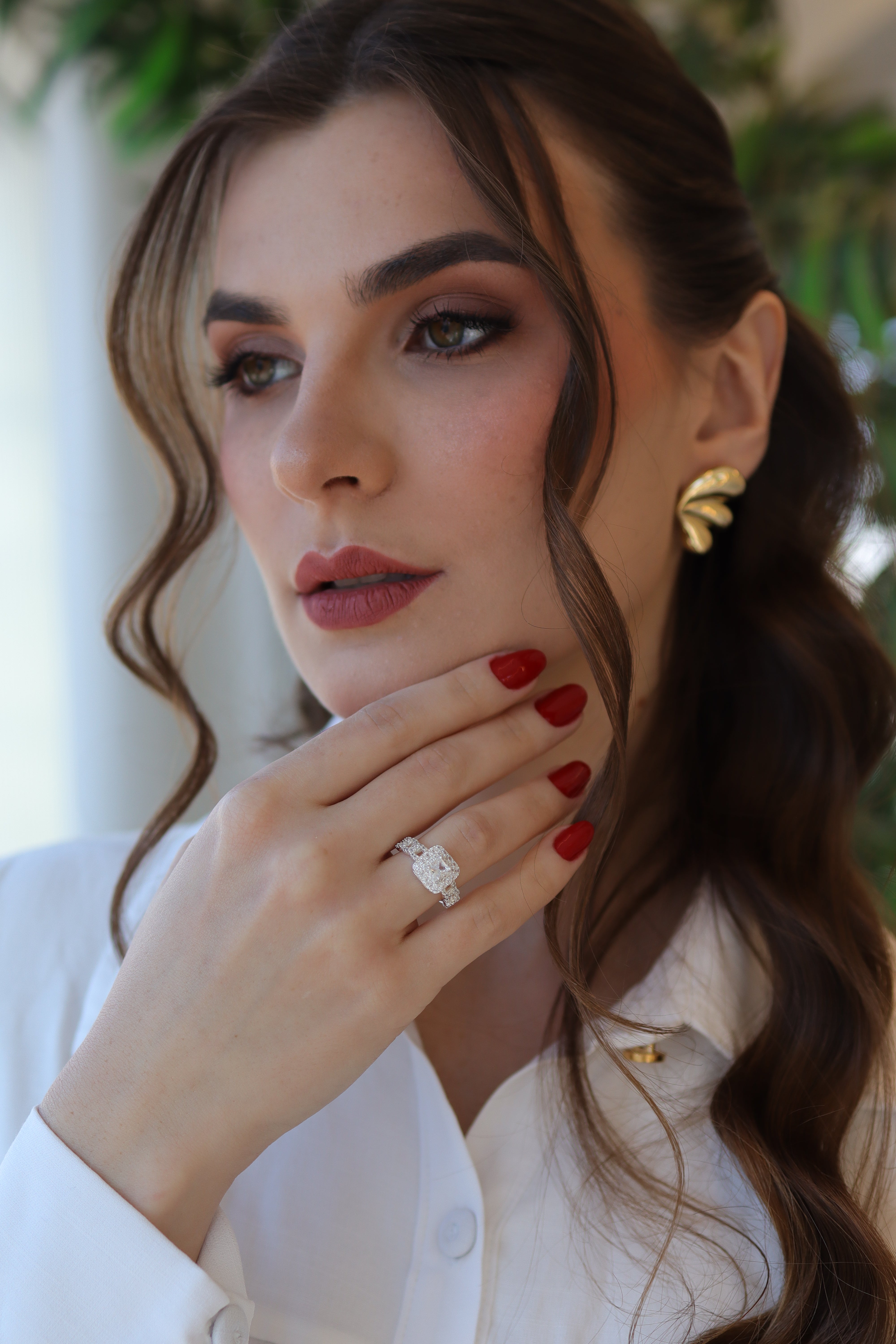 Anel Cravejado Quadrado