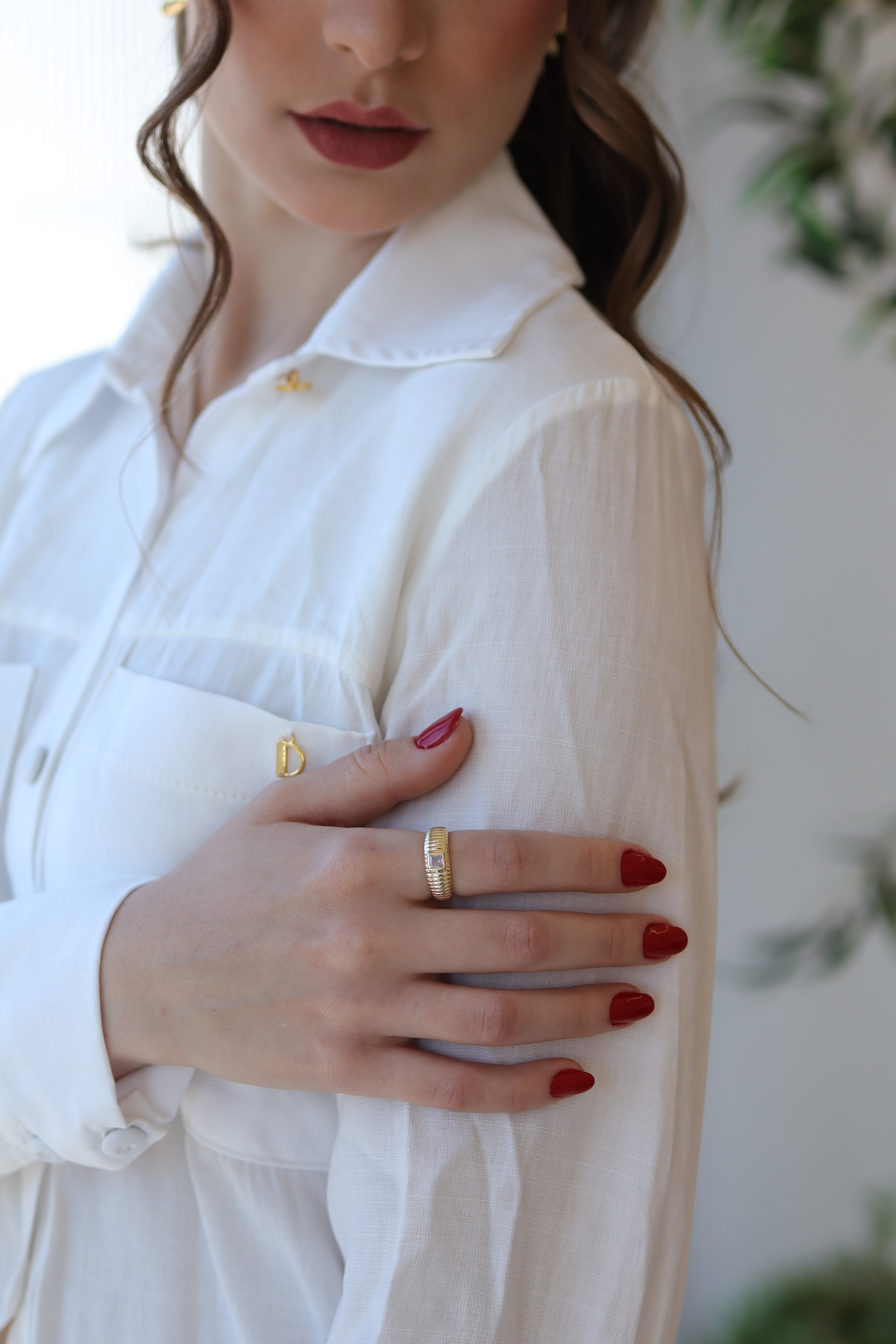 Anel Trabalhado Zircônia Quadrada