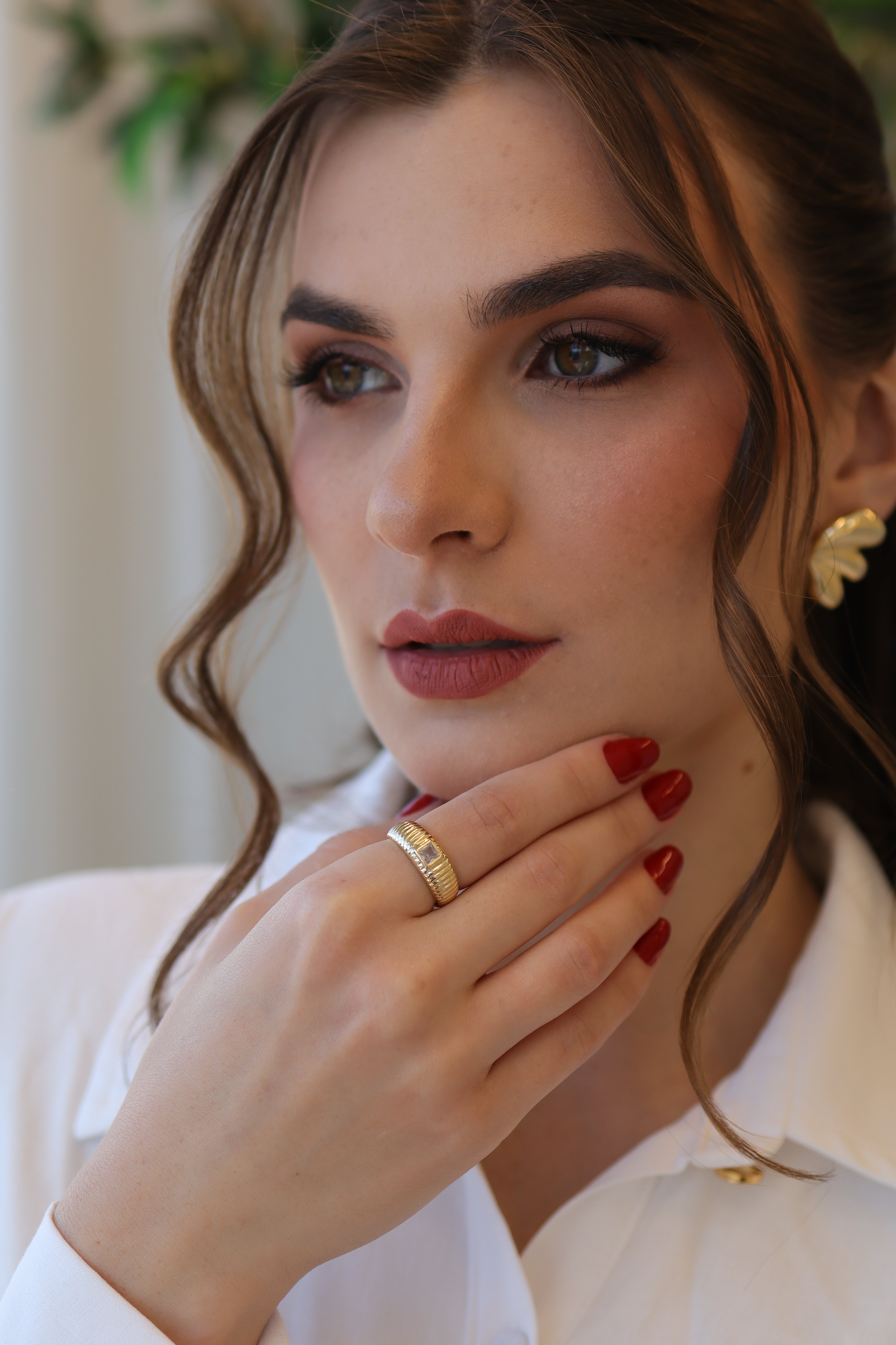 Anel Trabalhado Zircônia Quadrada