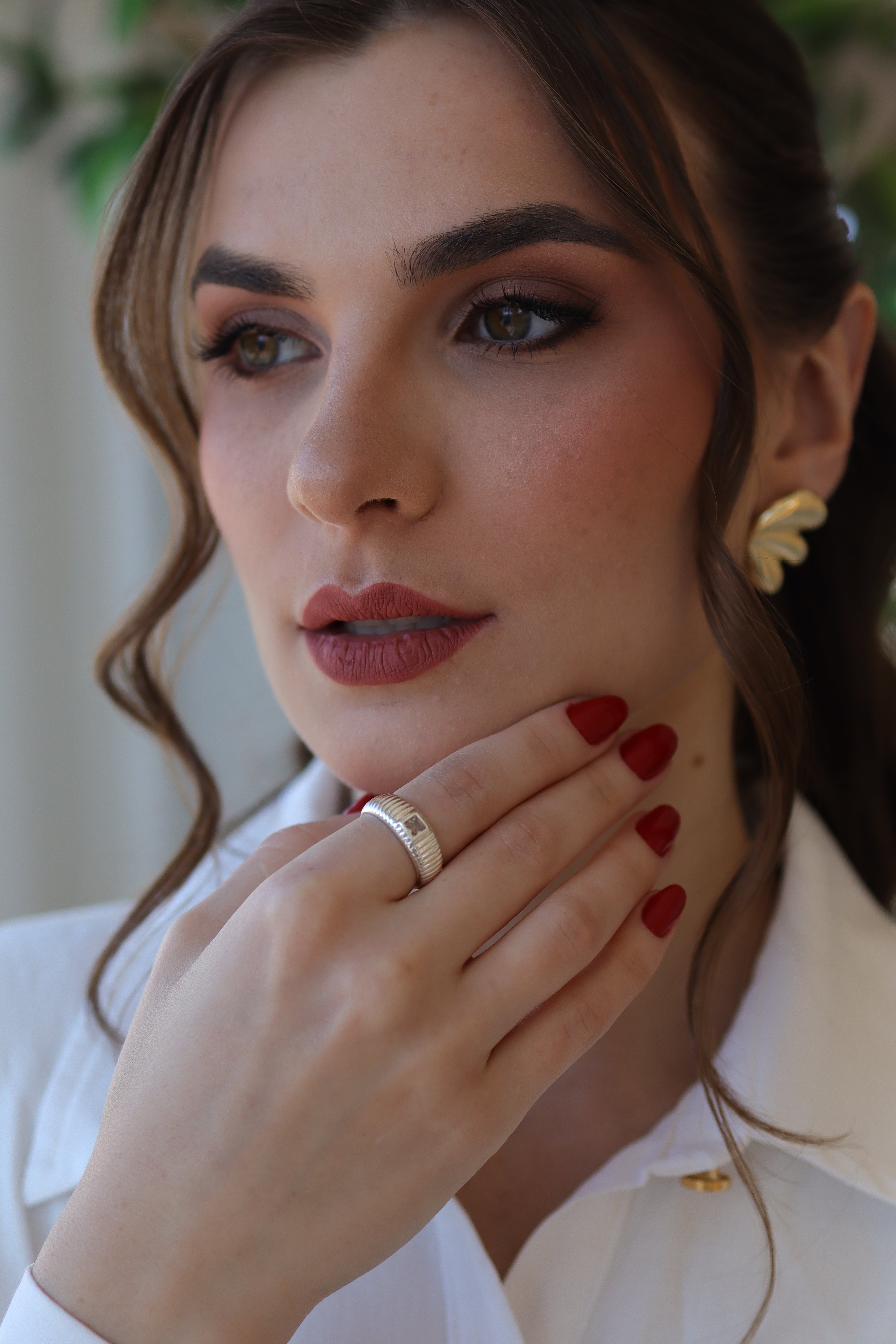 Anel Trabalhado Zircônia Quadrada