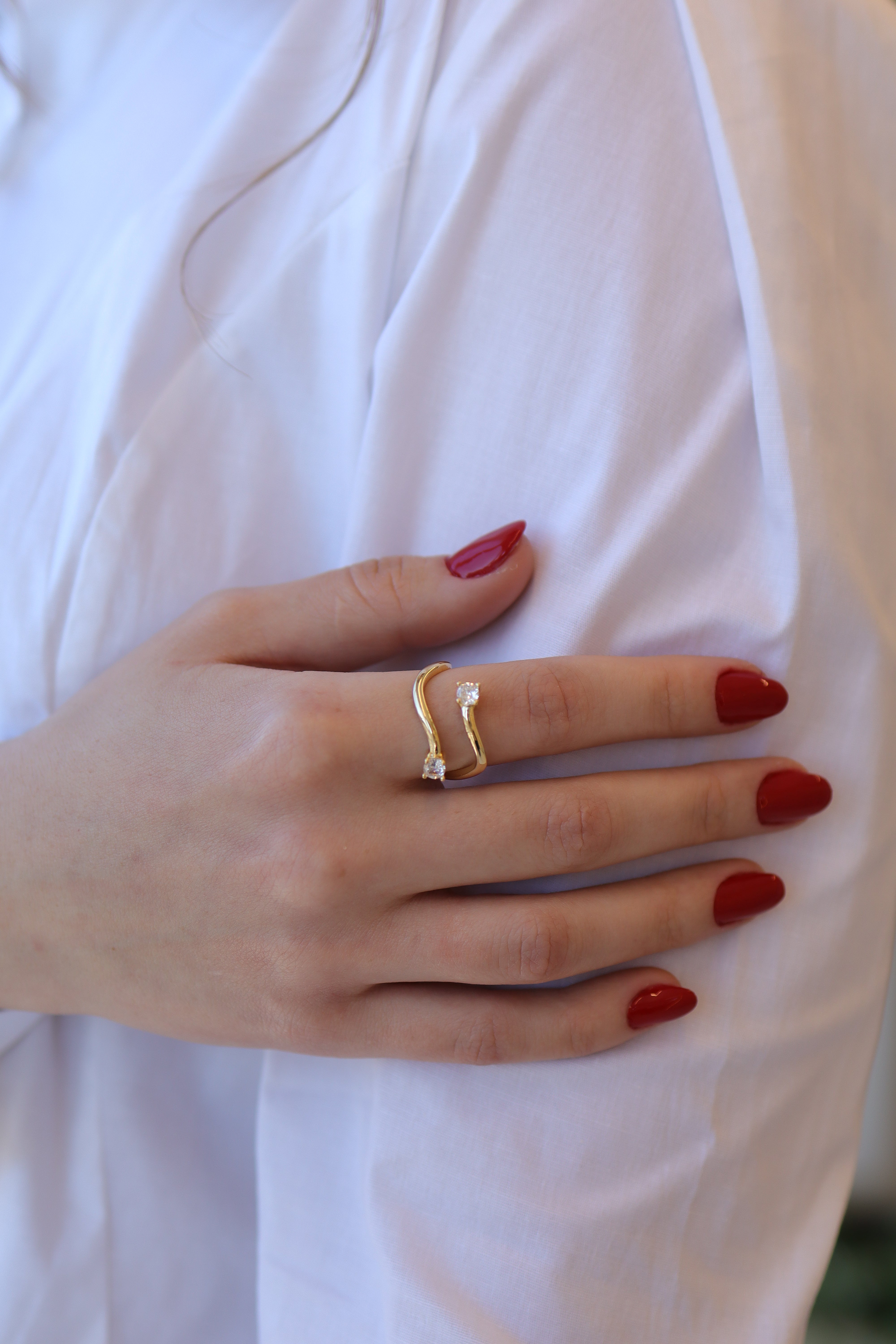 Anel Regulável Onda Zircônias