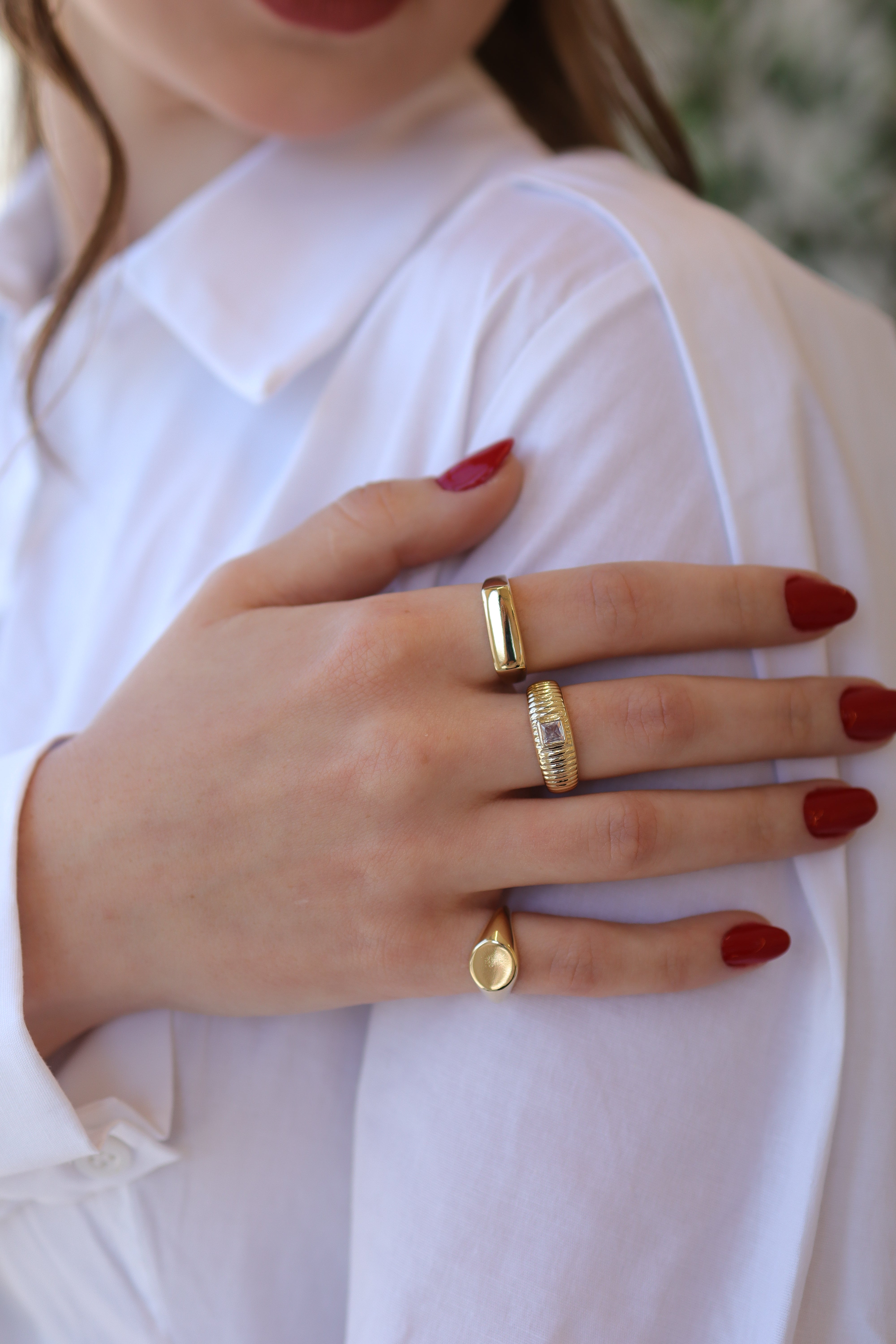 Anel Trabalhado Zircônia Quadrada