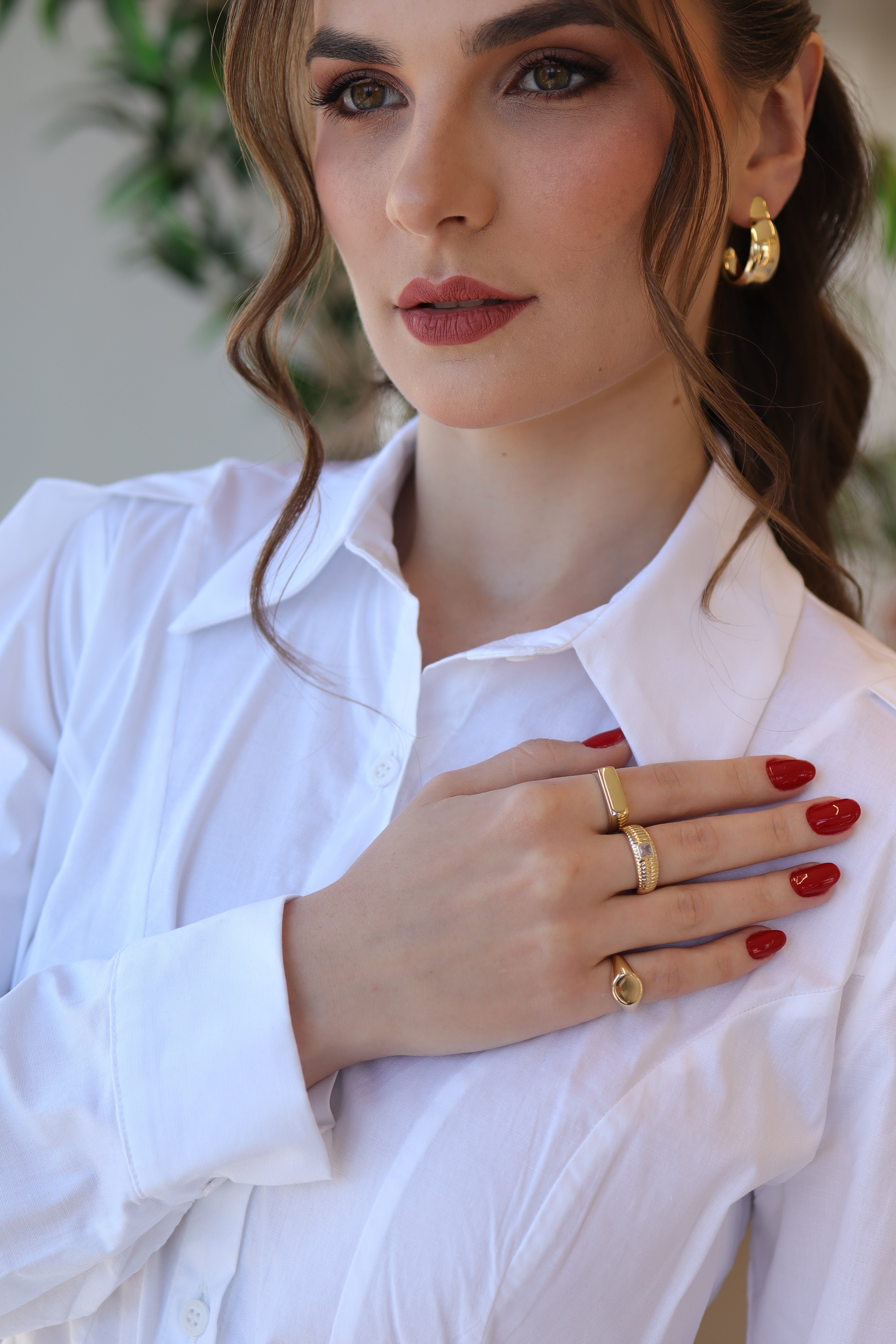 Anel Trabalhado Zircônia Quadrada