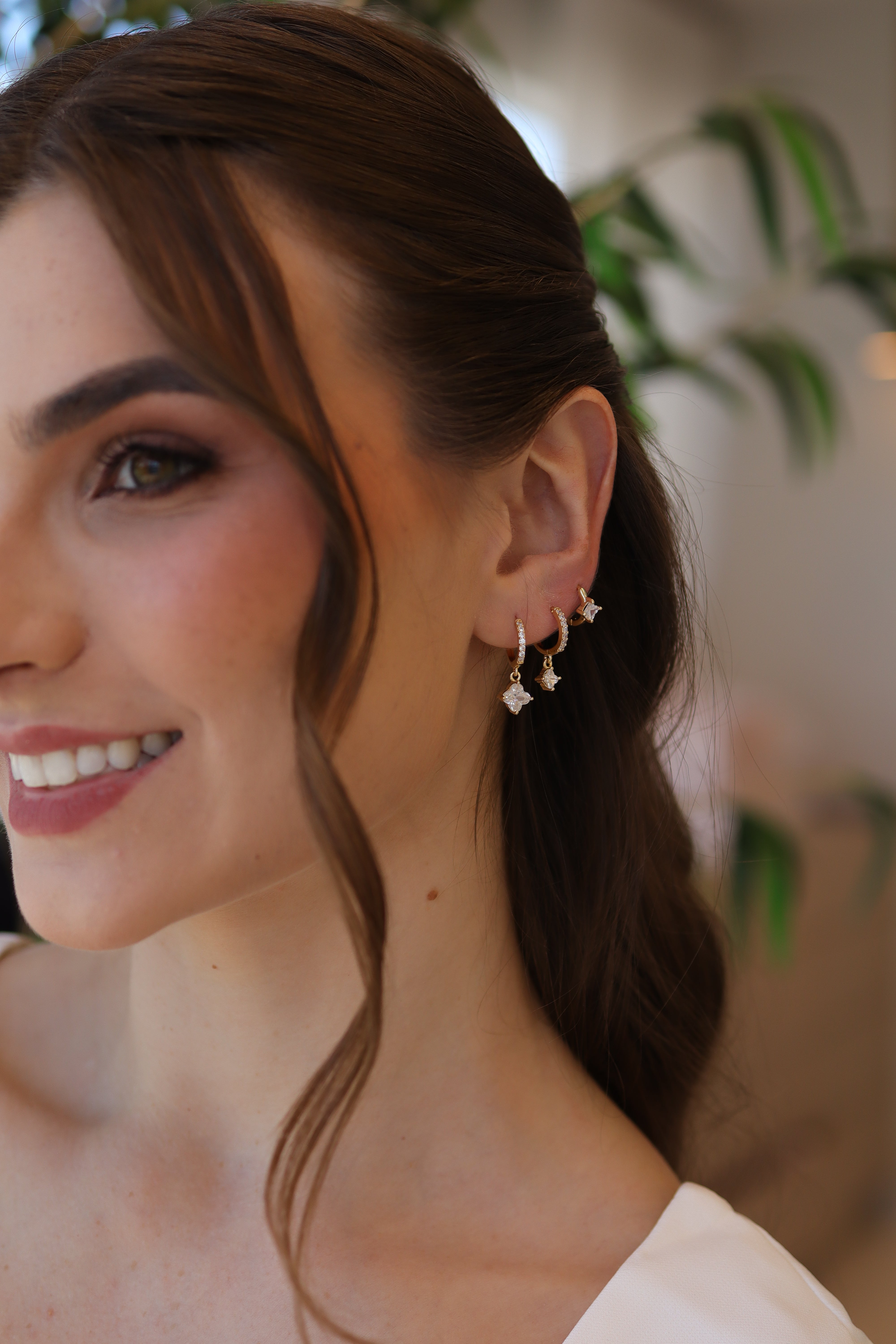 Brinco Trio Argolinhas Florzinhas Zircônia