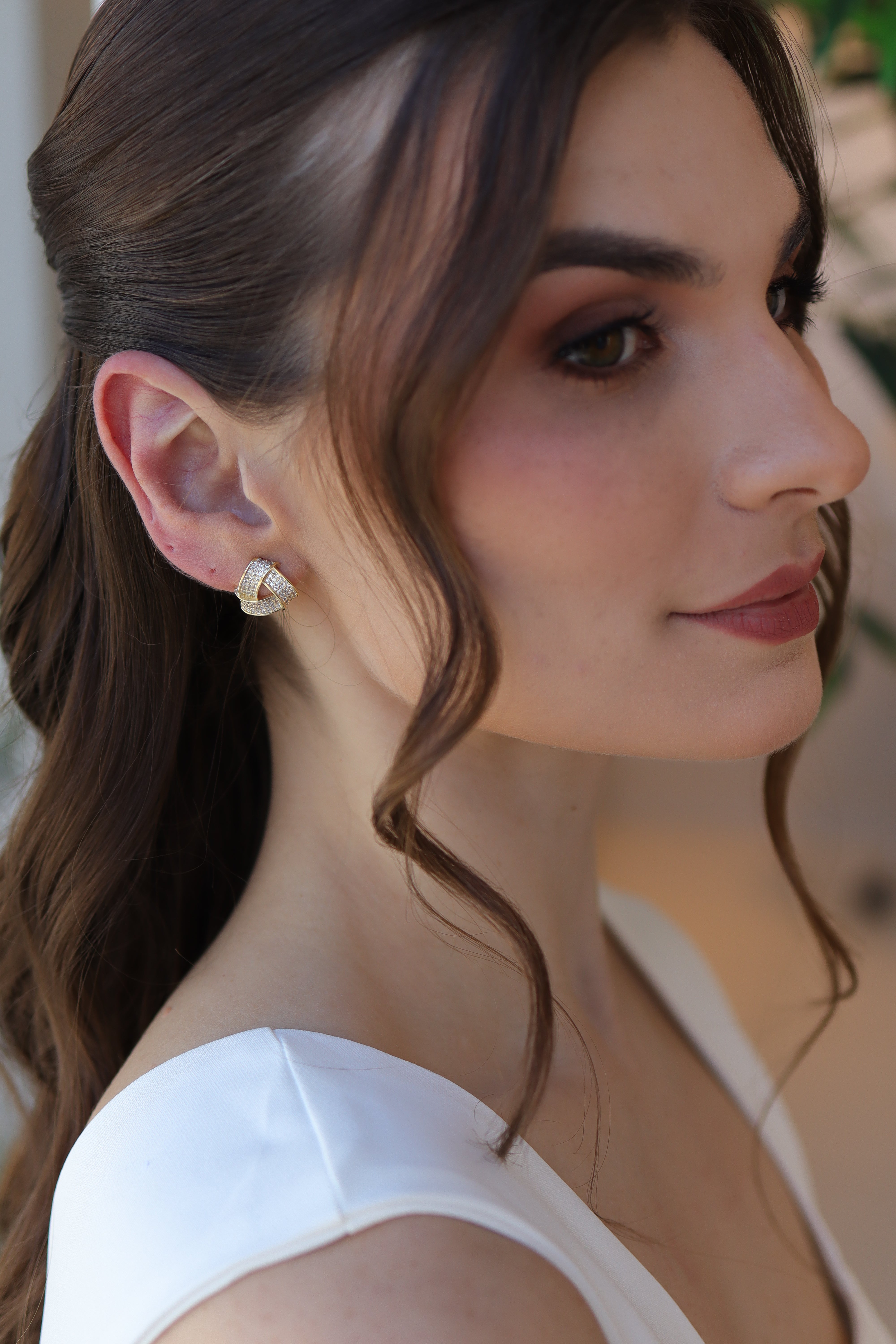 Brinco Entrelaçado Cravejado