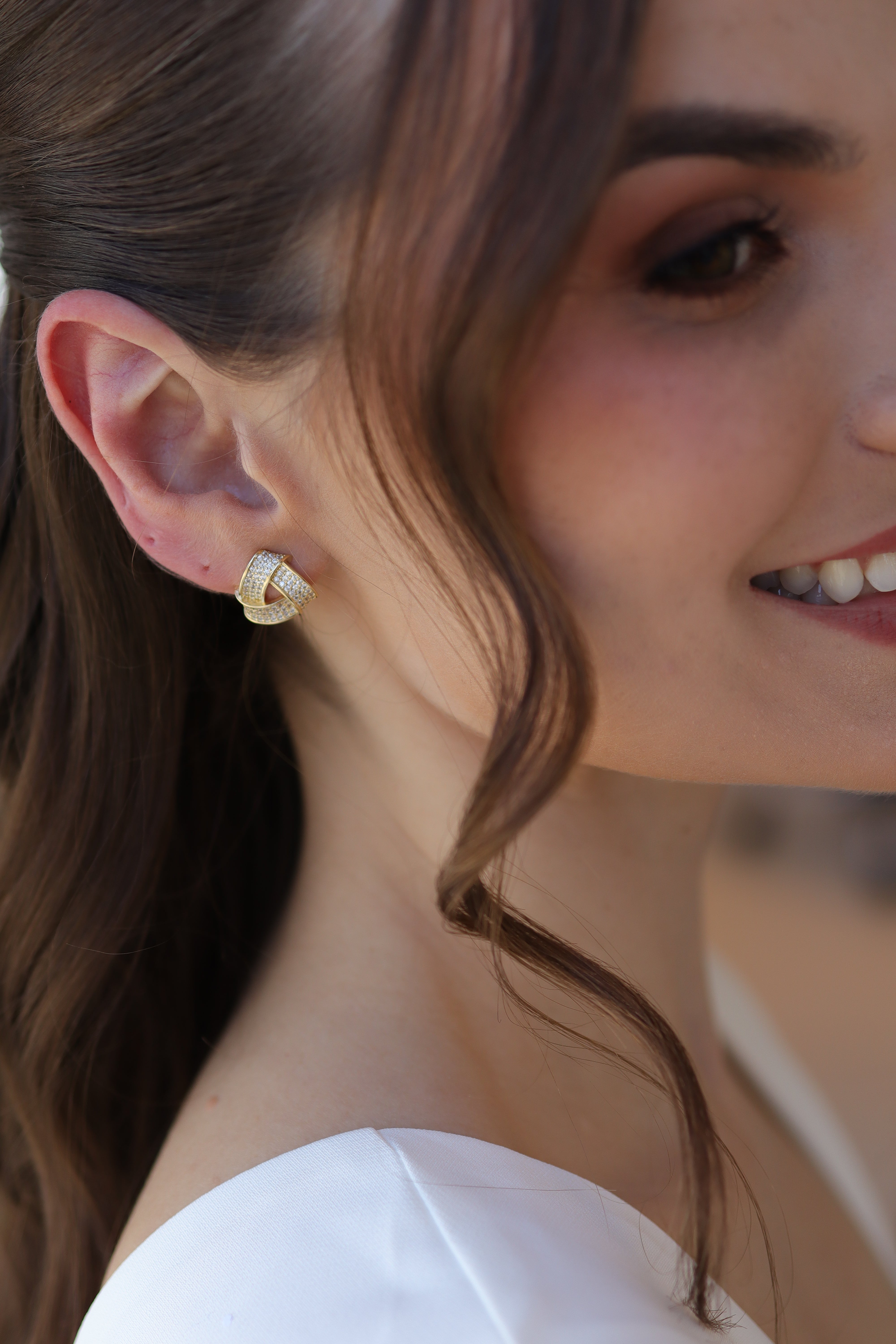 Brinco Entrelaçado Cravejado