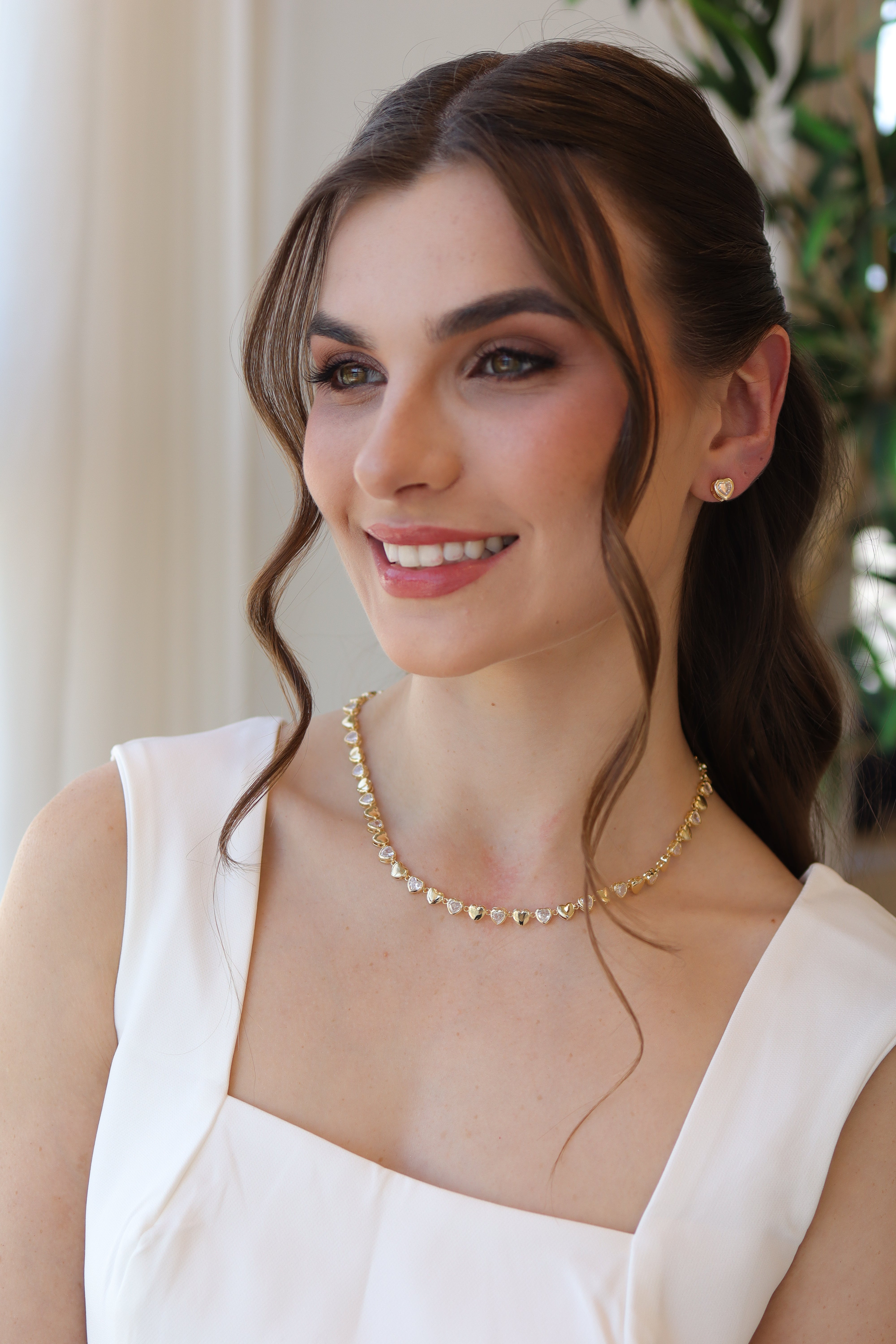 Conjunto Coração Zircônia Baguete