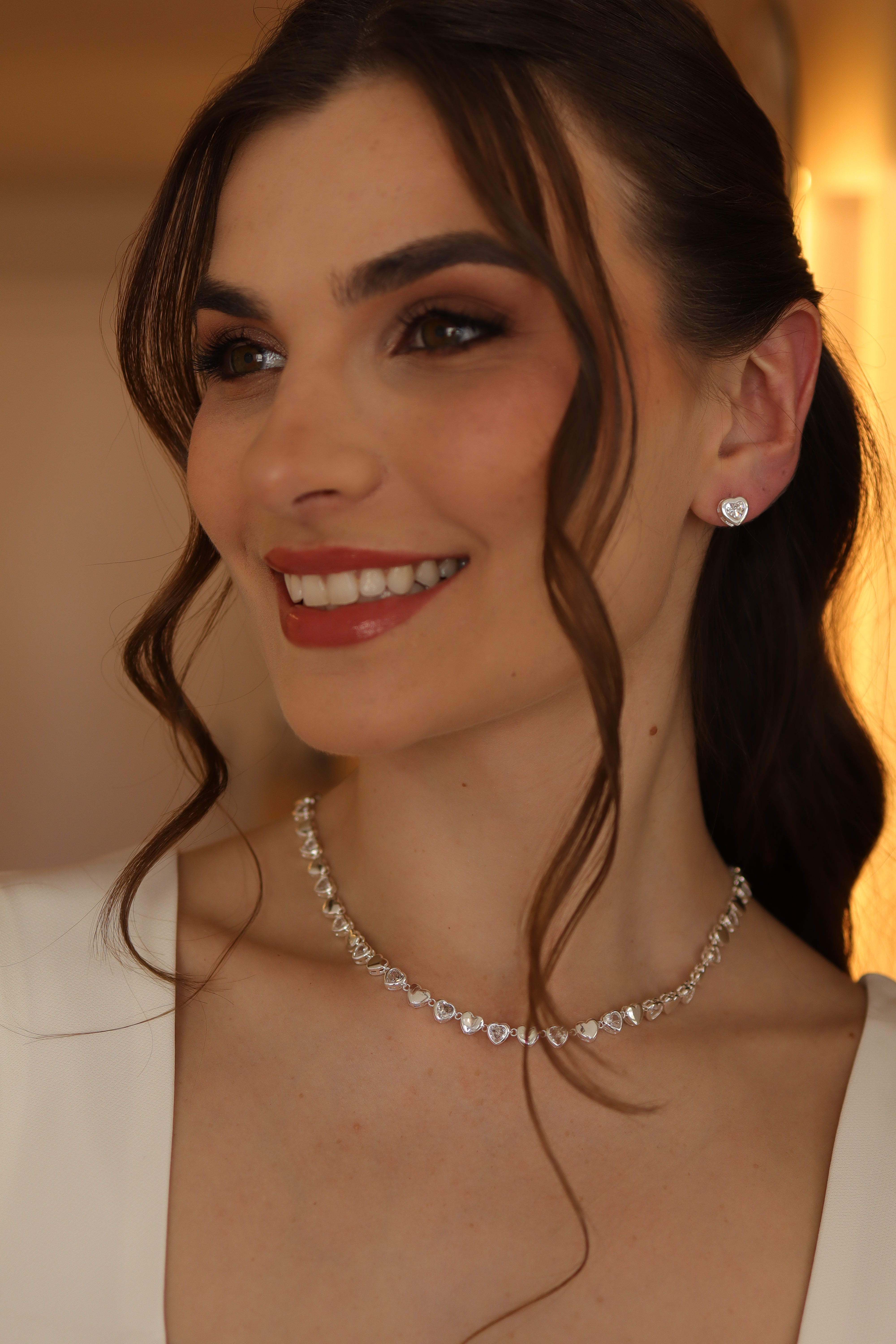 Conjunto Coração Zircônia Baguete