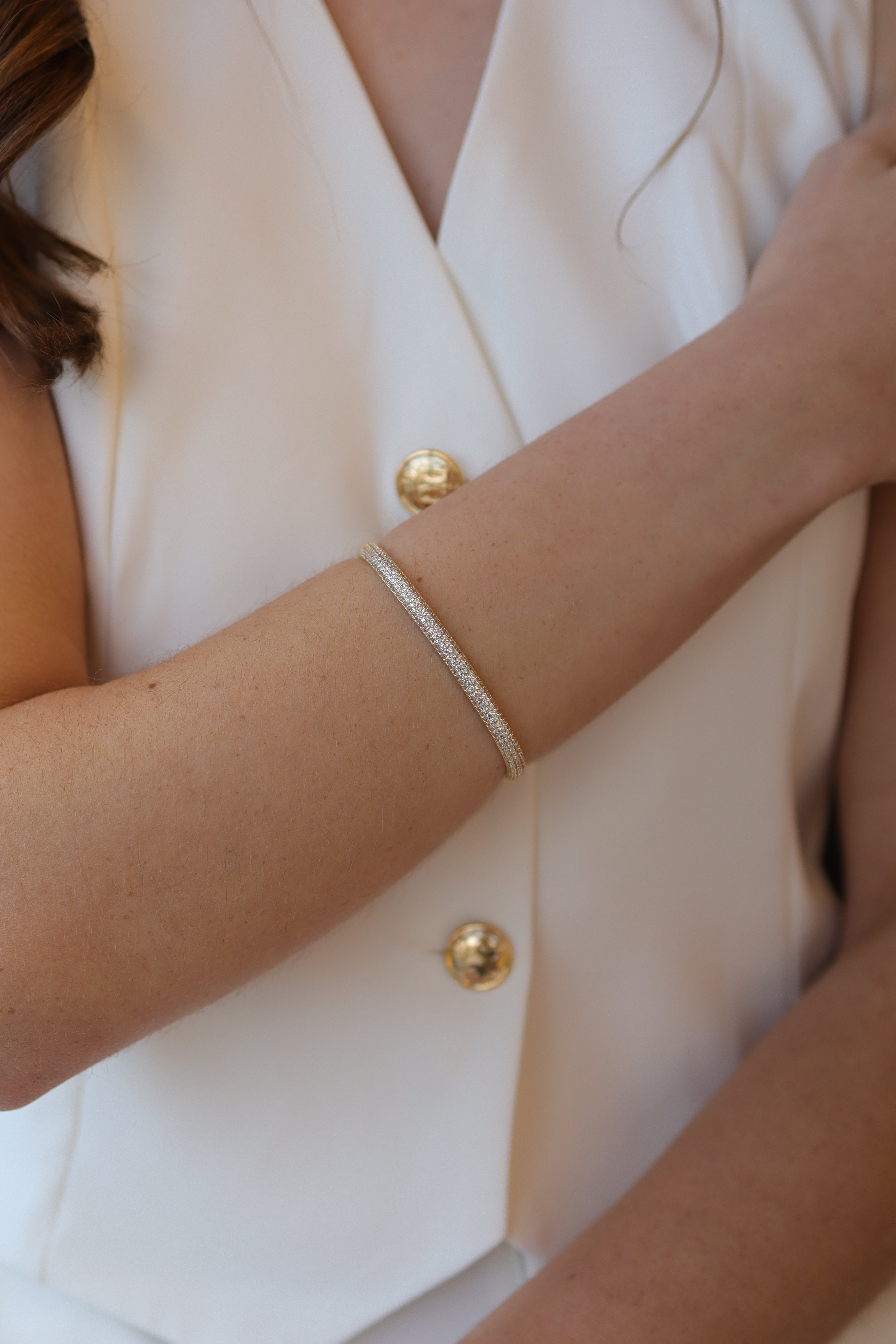 Bracelete Cravejado Quadrado Zircônia