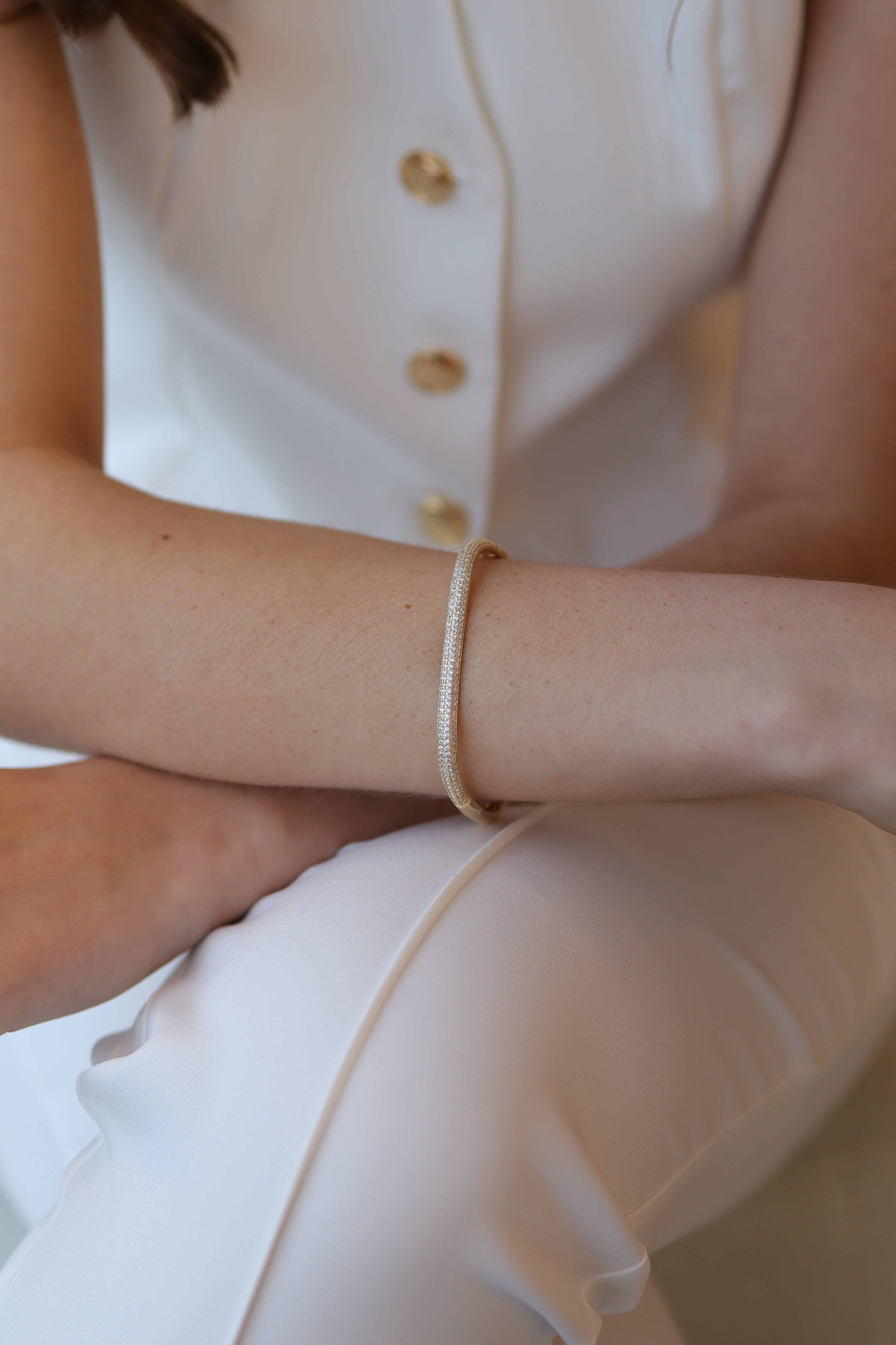 Bracelete Cravejado Quadrado Zircônia