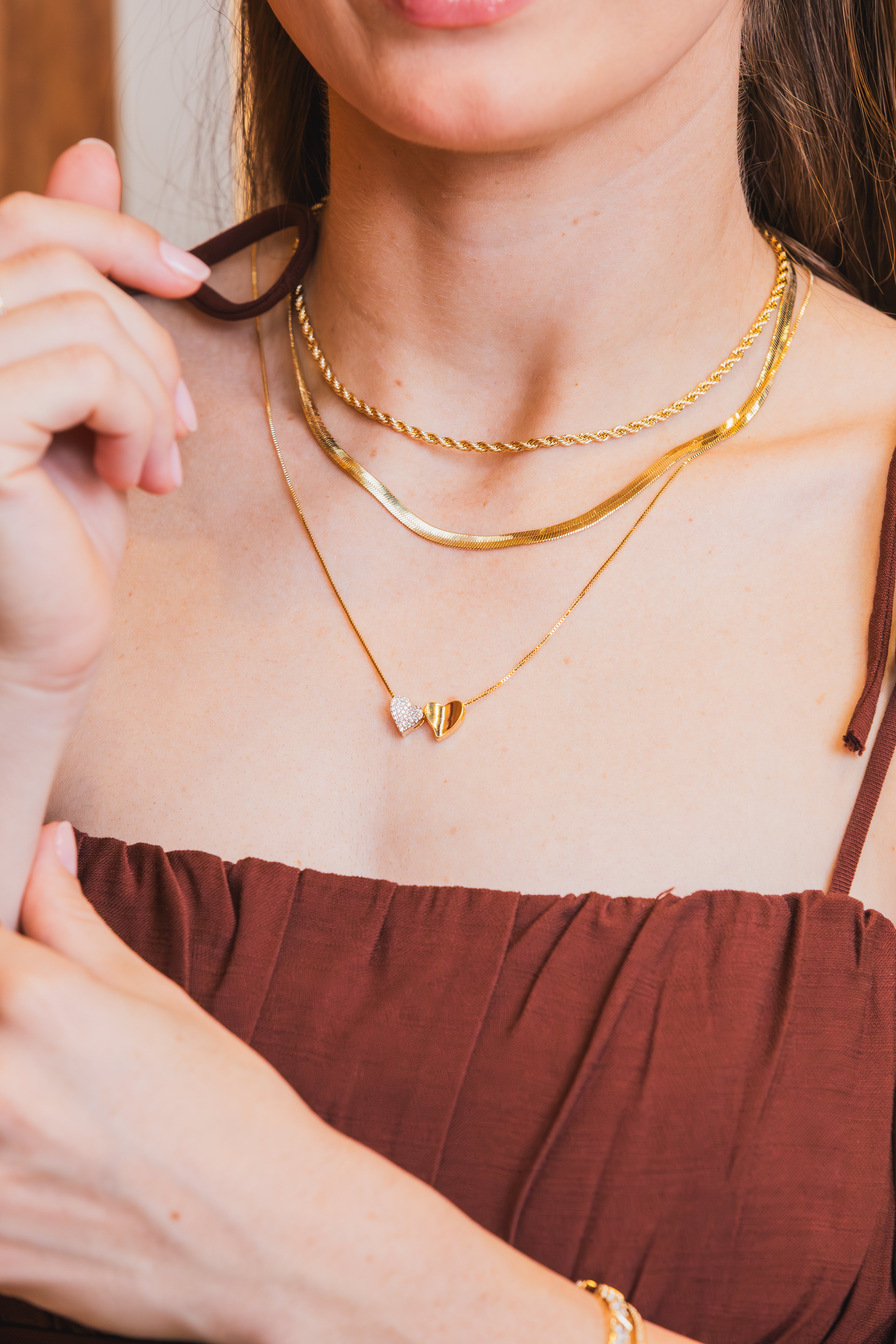 Colar Escapulário Corações