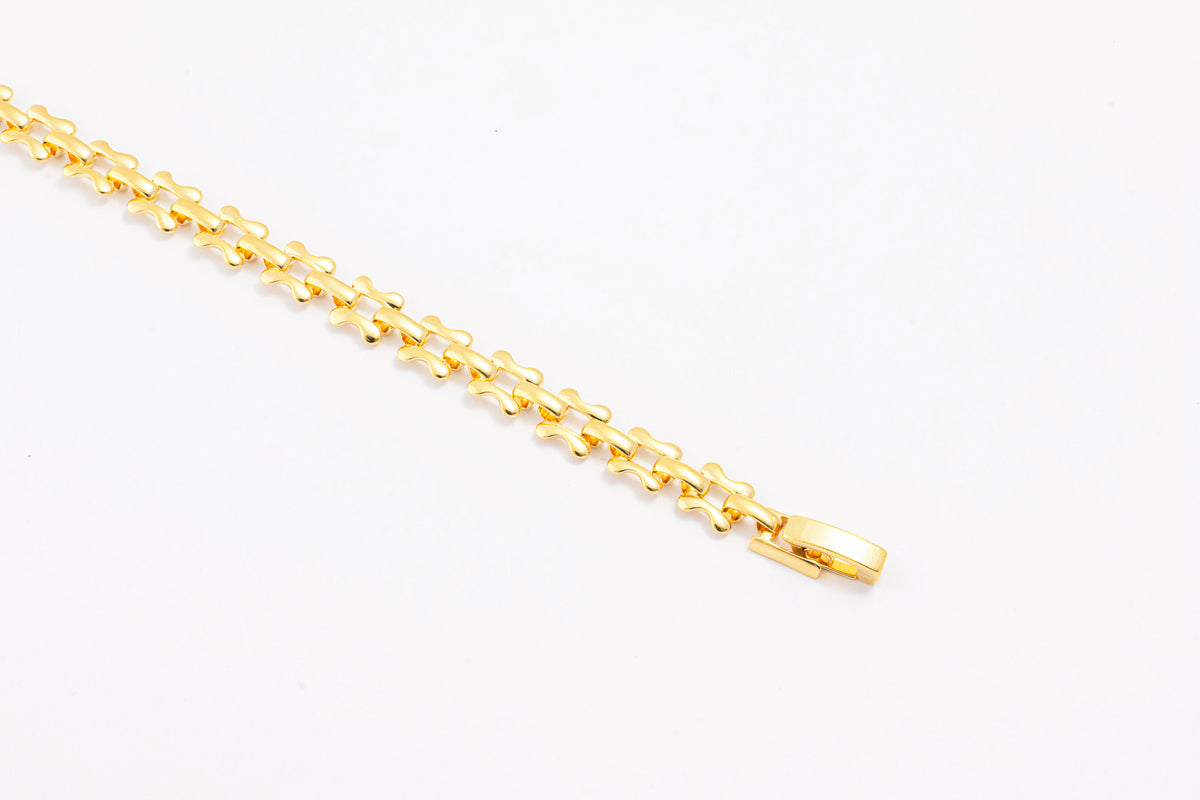 Pulseira Feminina Elos Quadrados Banhada a Ouro 18k