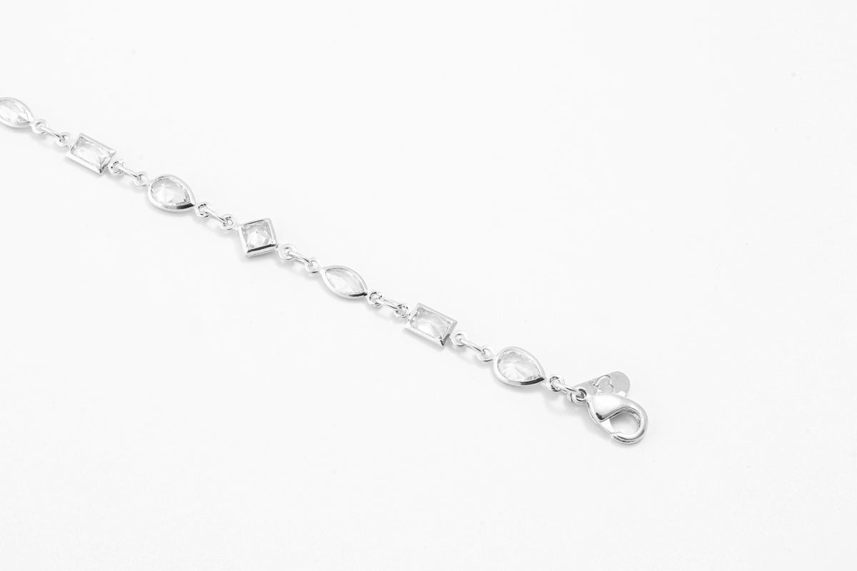 Pulseira Feminina Zircônicas Minimalista Prata