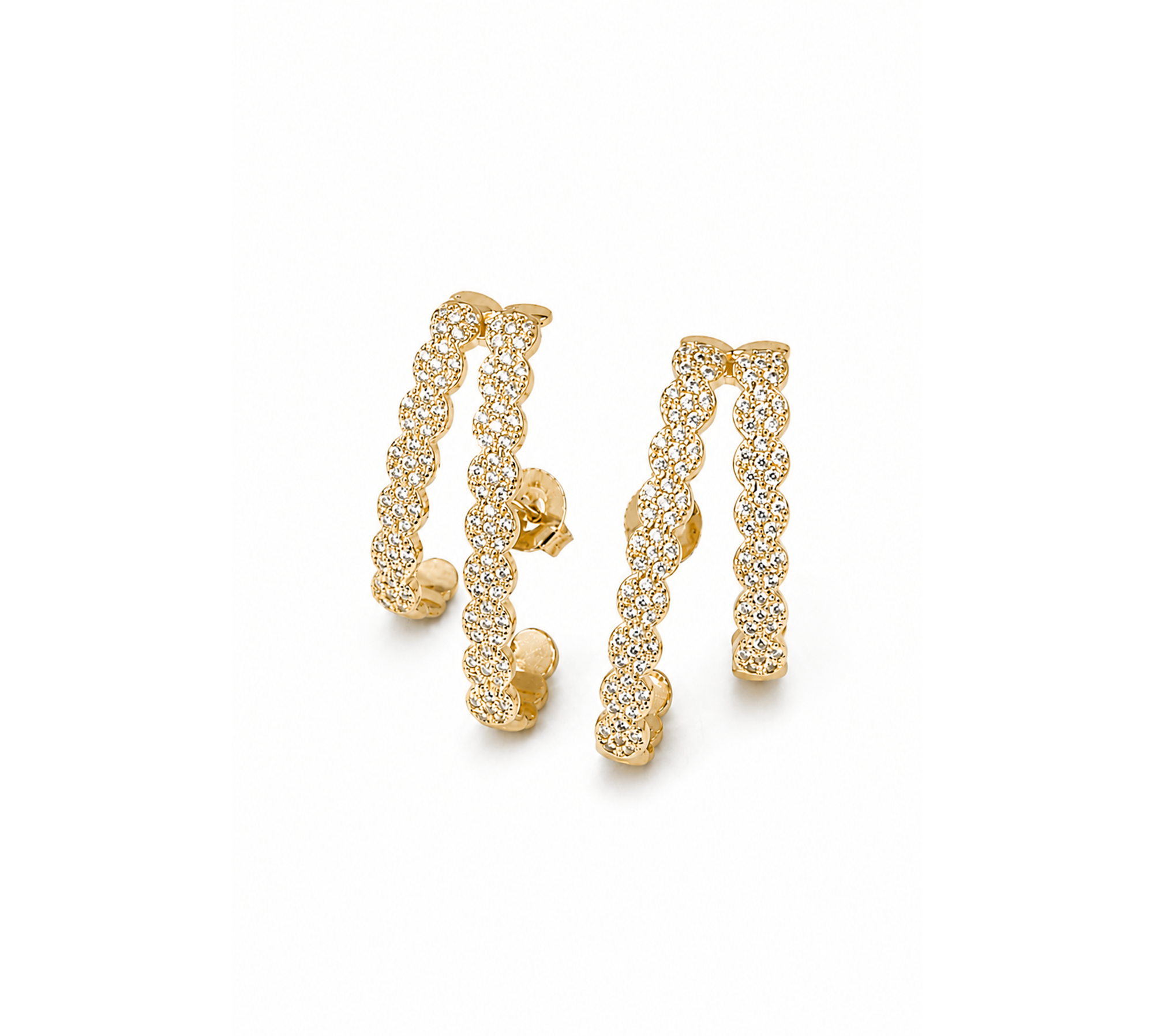 Brinco Earhook Dois Filetes Cravejados