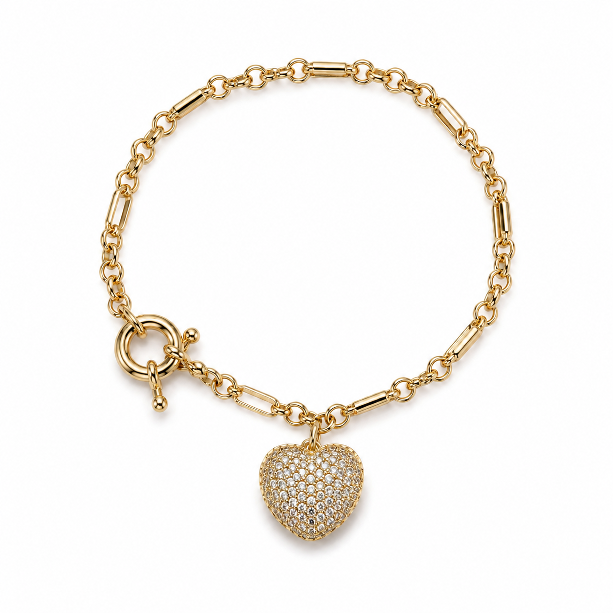 Pulseira Três em Um Pingente Coração