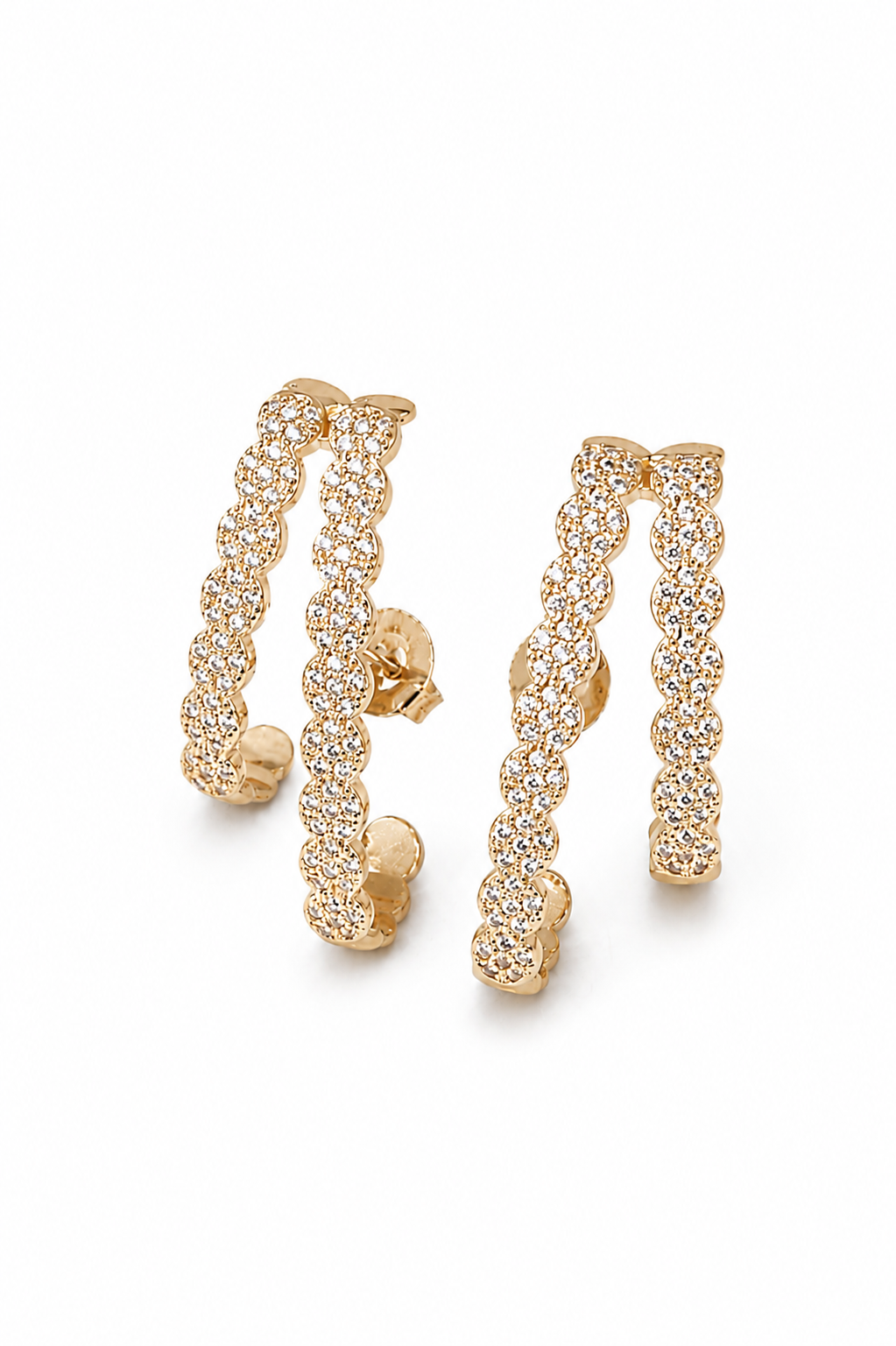 Brinco Earhook Dois Filetes Cravejados